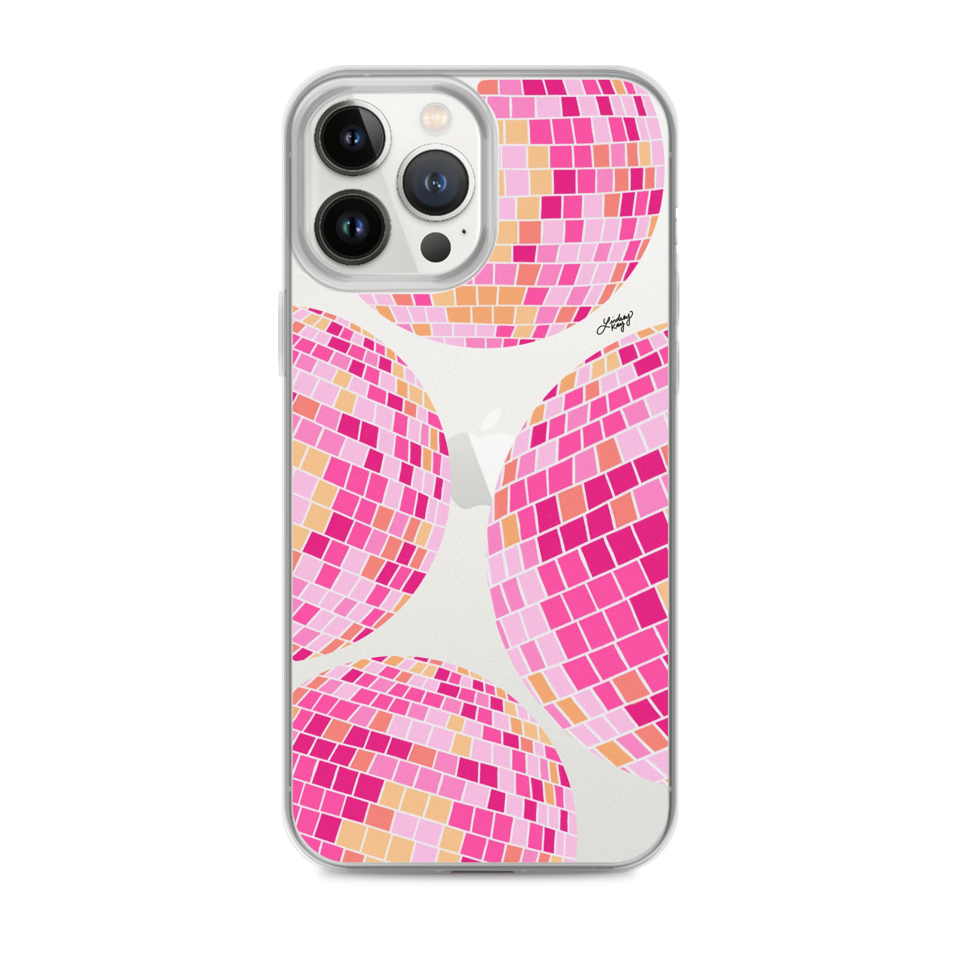 Ilustración de bolas de discoteca rosa/amarilla - Funda transparente para iPhone®