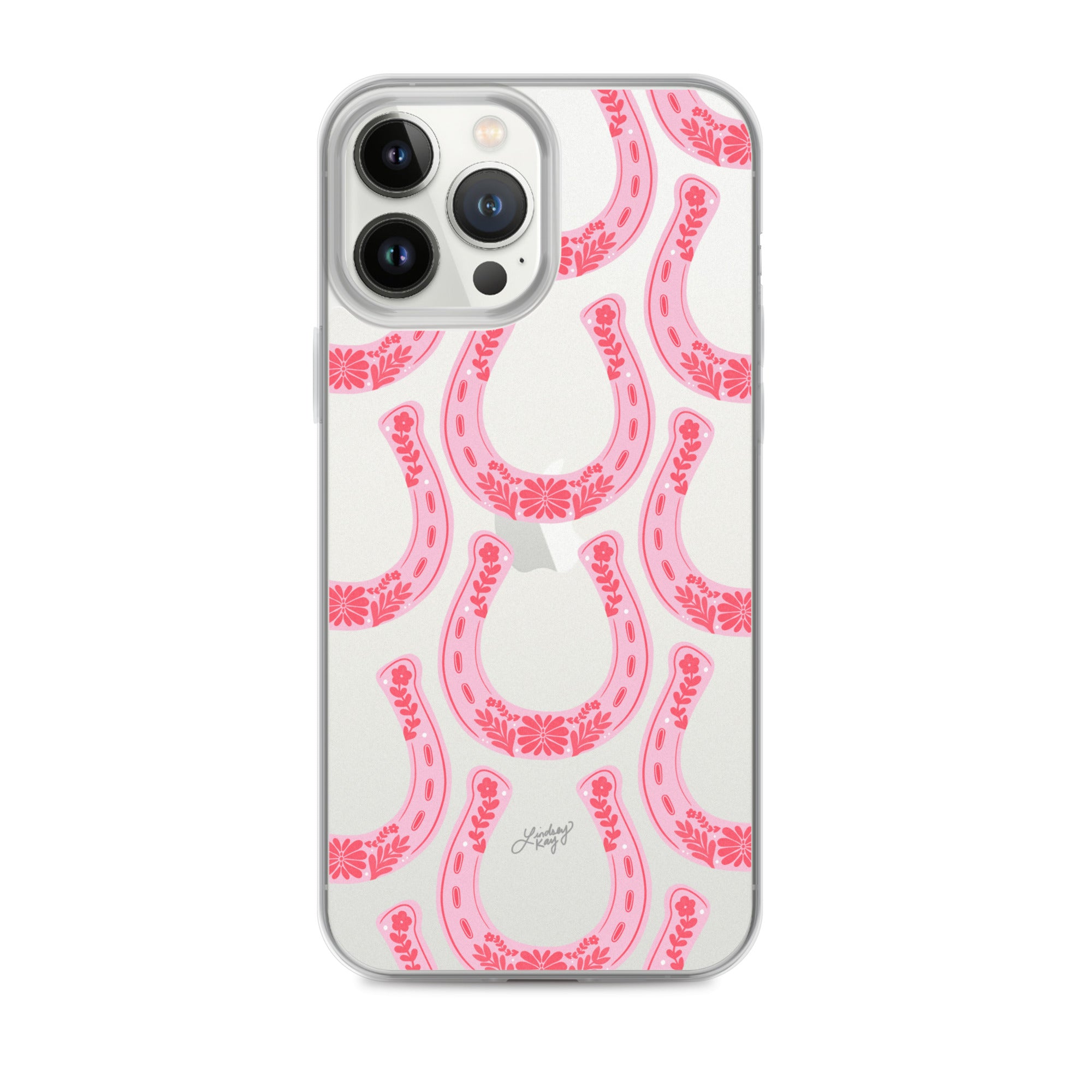 Pink Floral Horseshoe Illustration - Clear Case for iPhone®