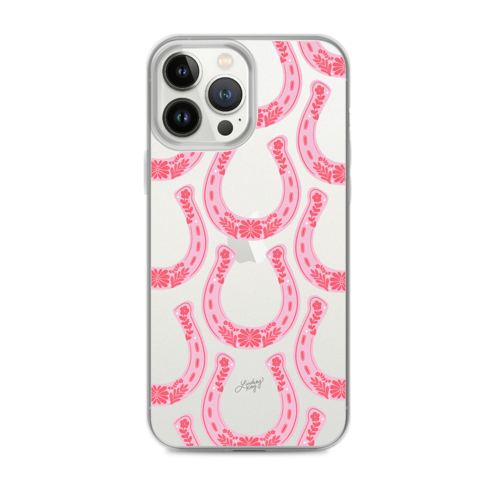 Pink Floral Horseshoe Illustration - Clear Case for iPhone®