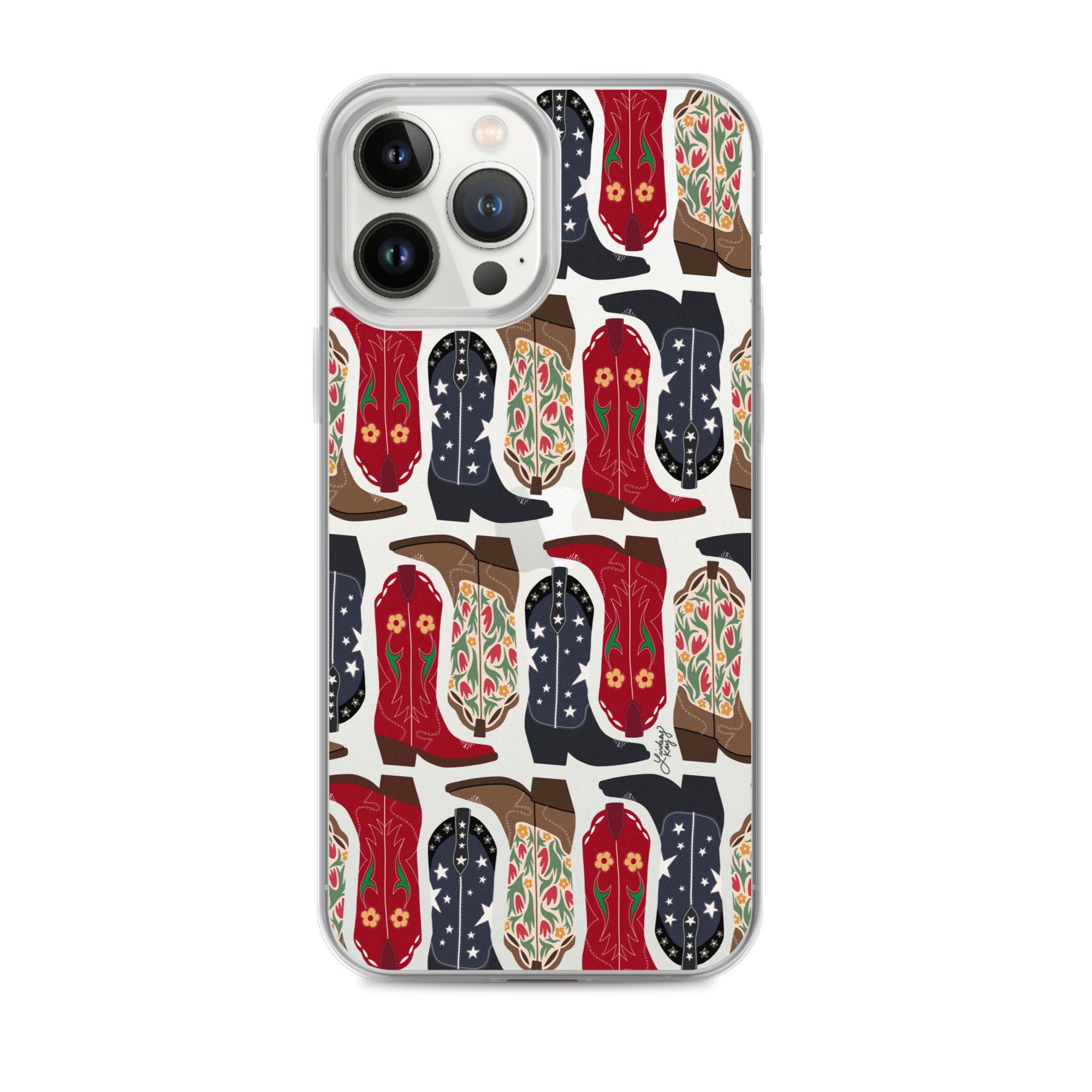 cowboy boots illustration pattern western country cowgirl iphone-15 iphone case cover clear lindsey kay collective