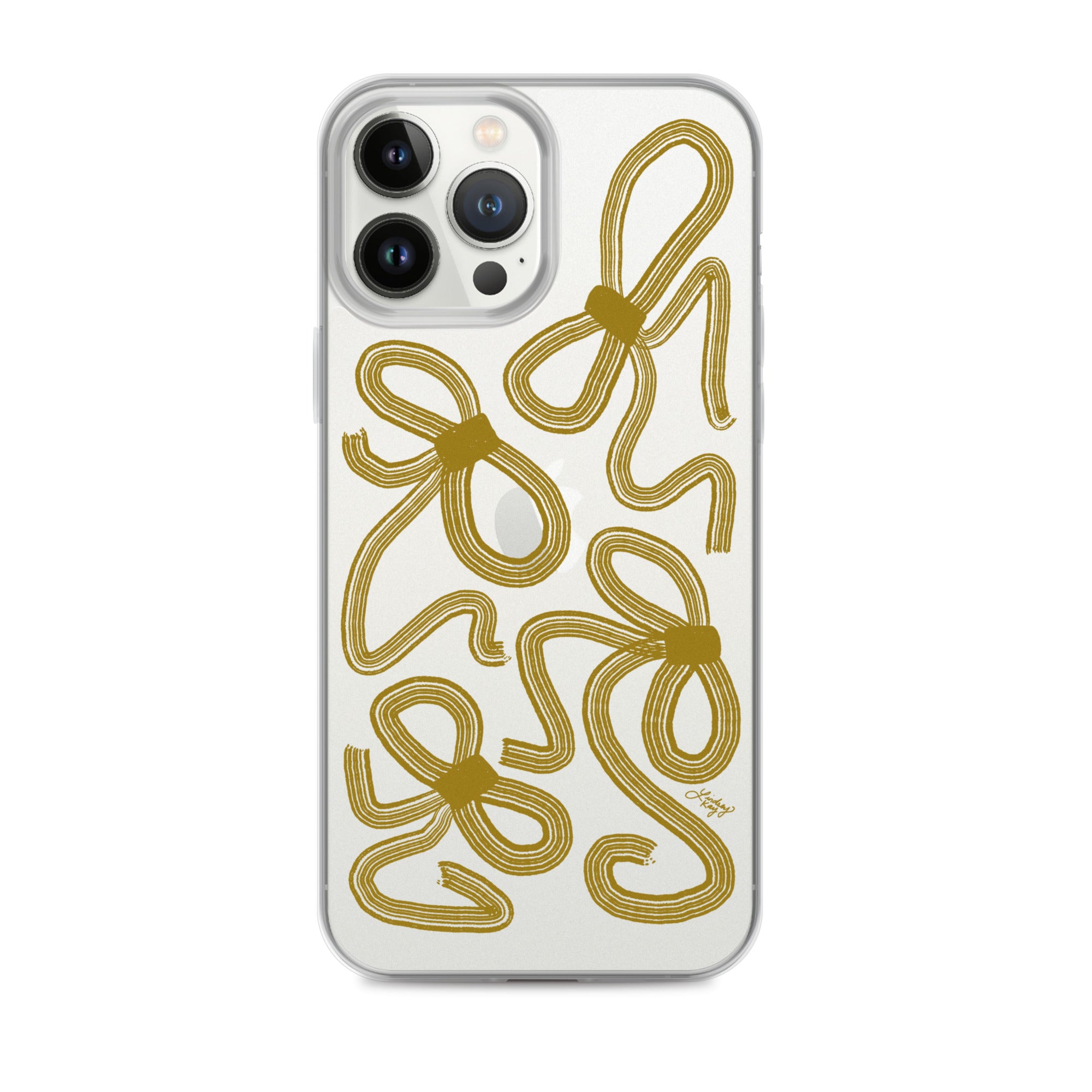 Hand-illustrated abstract gold ribbons iPhone case – chic girly design, durable MagSafe cover by Lindsey Kay Collective