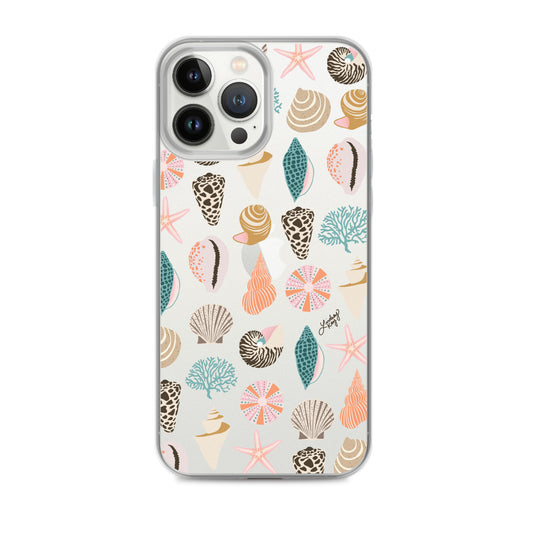 seashells patterned cute trendy beachy magsafe iphone clear tough case phone cover durable shockproof ocean water shell girly lindsey kay collective iphone 16 pro max