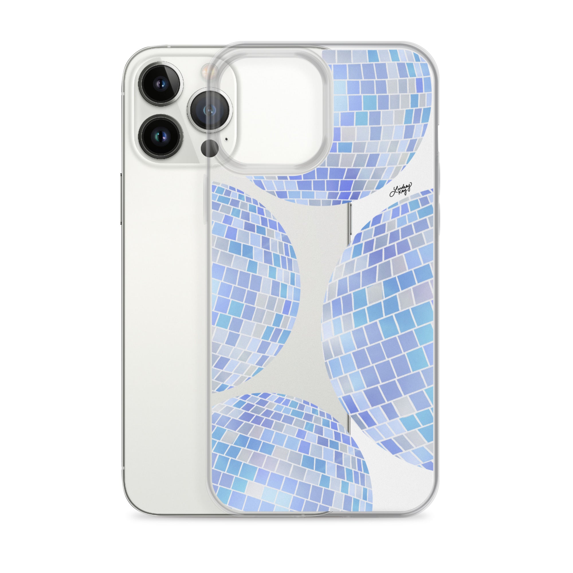 Ilustración de bolas de discoteca azules - Funda transparente para iPhone®