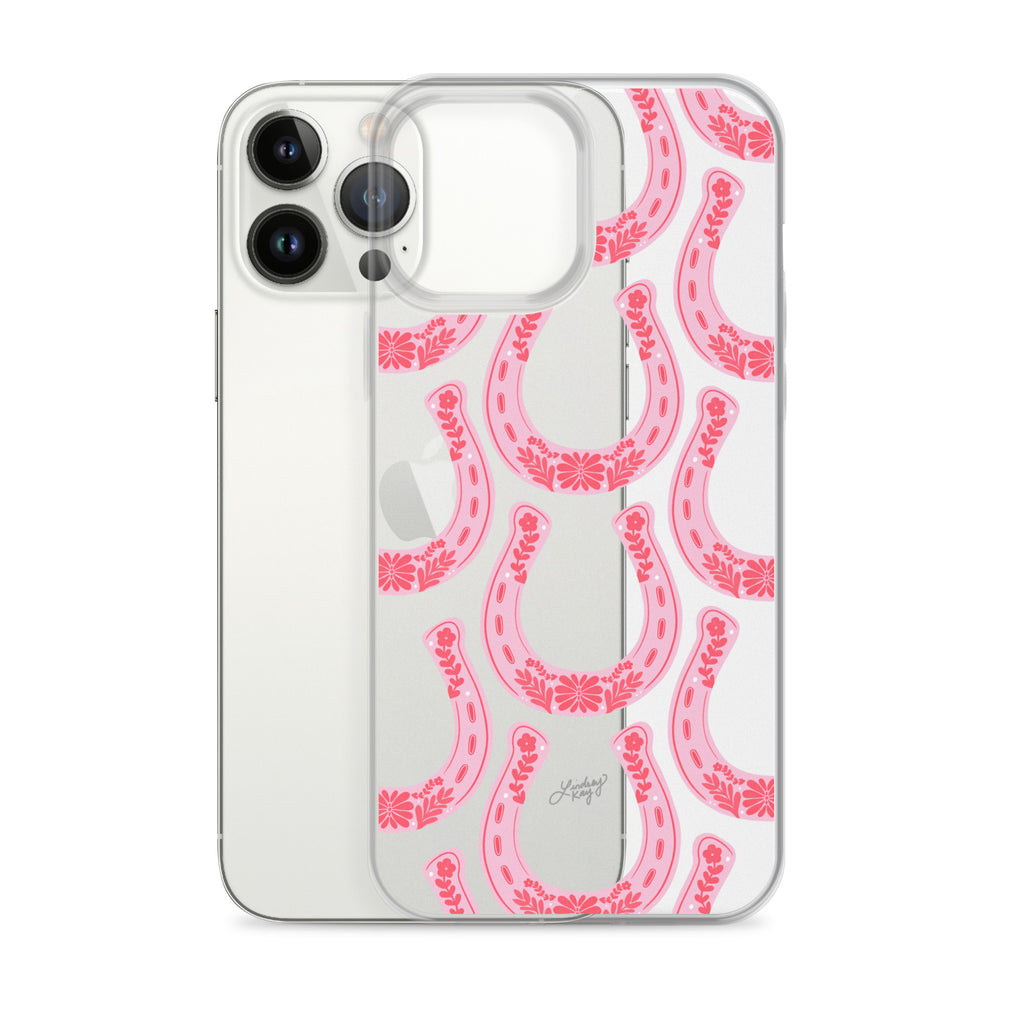 Pink Floral Horseshoe Illustration - Clear Case for iPhone®