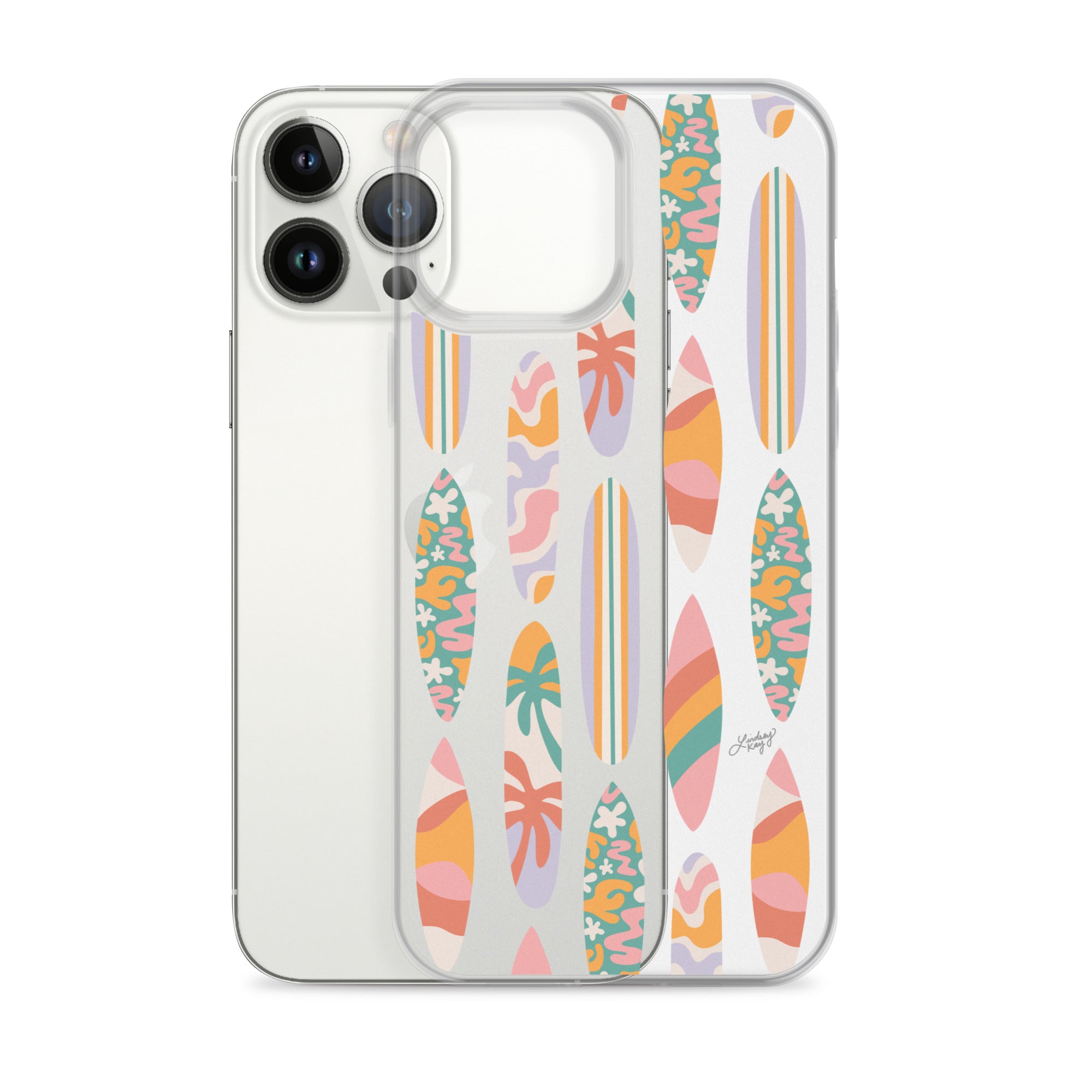 Patrón de ilustración de tablas de surf - Transparente Funda para iPhone®