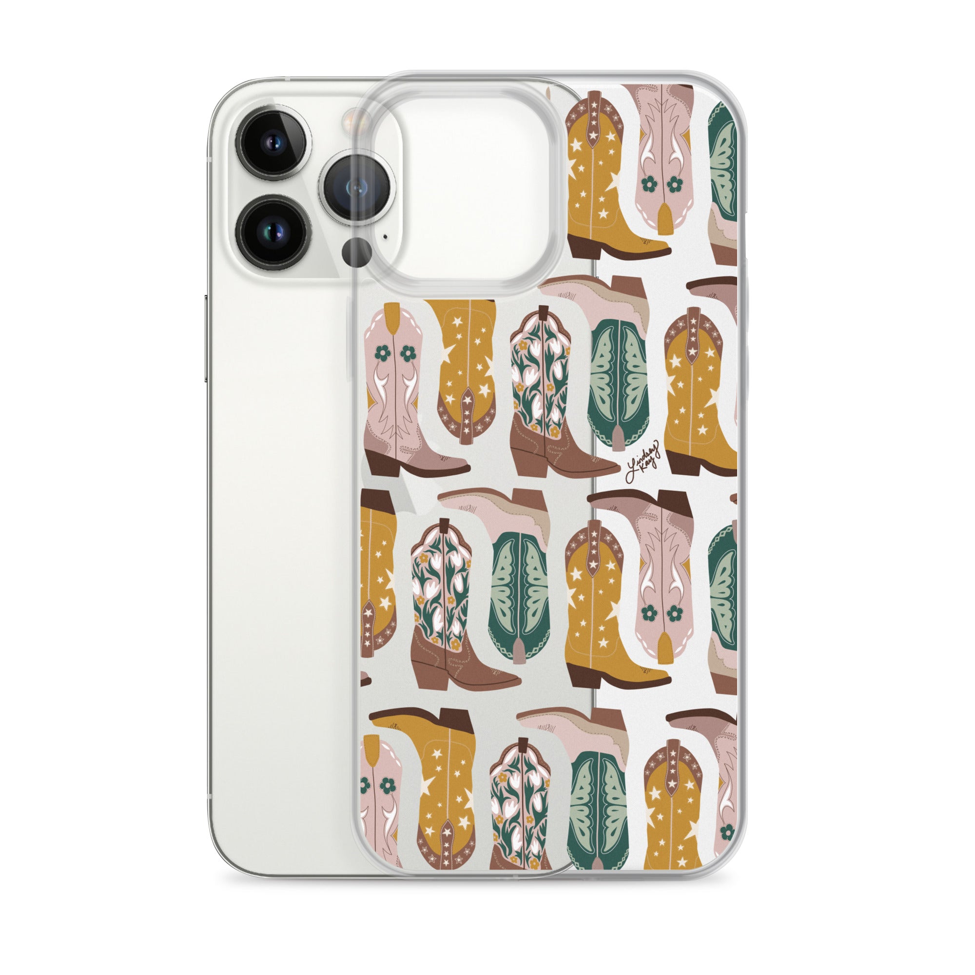 Ilustración de botas de vaquero (paleta neutra) - Funda transparente para iPhone®