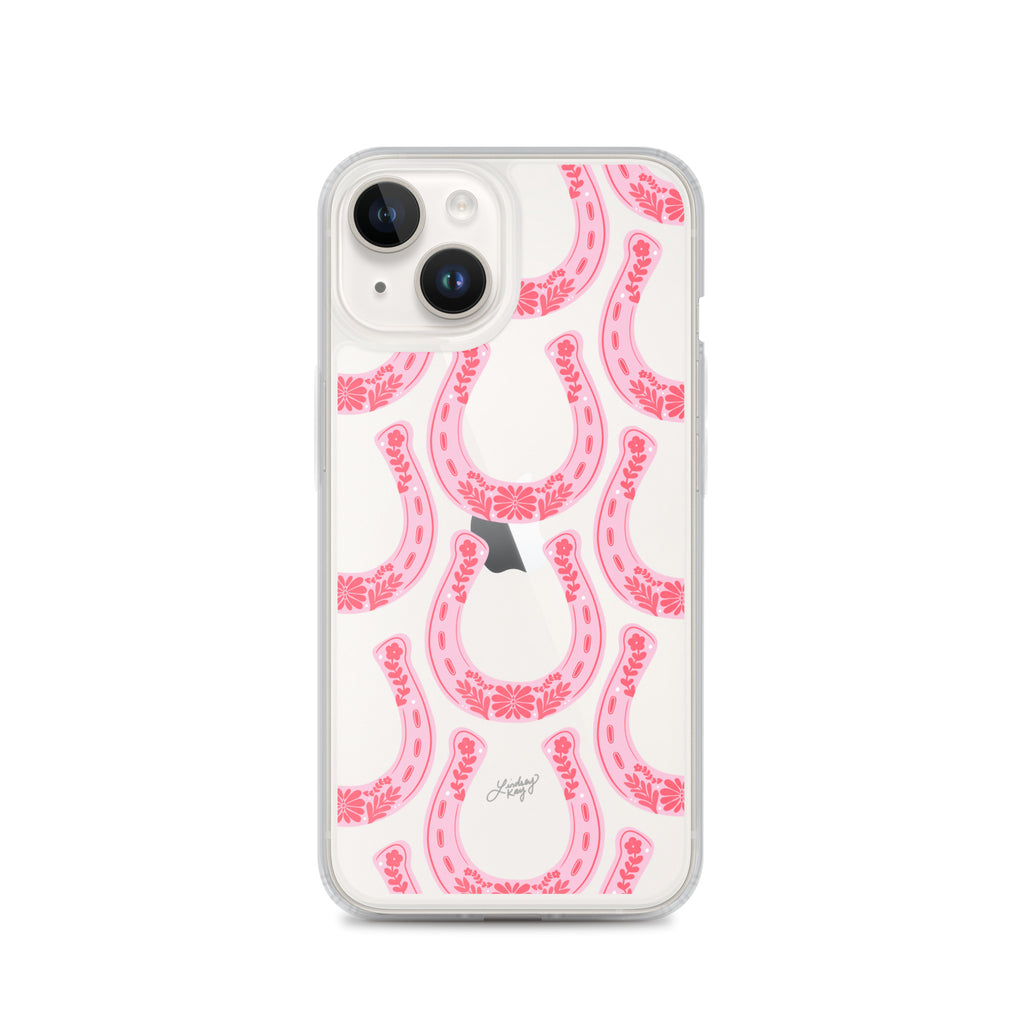Pink Floral Horseshoe Illustration - Clear Case for iPhone®