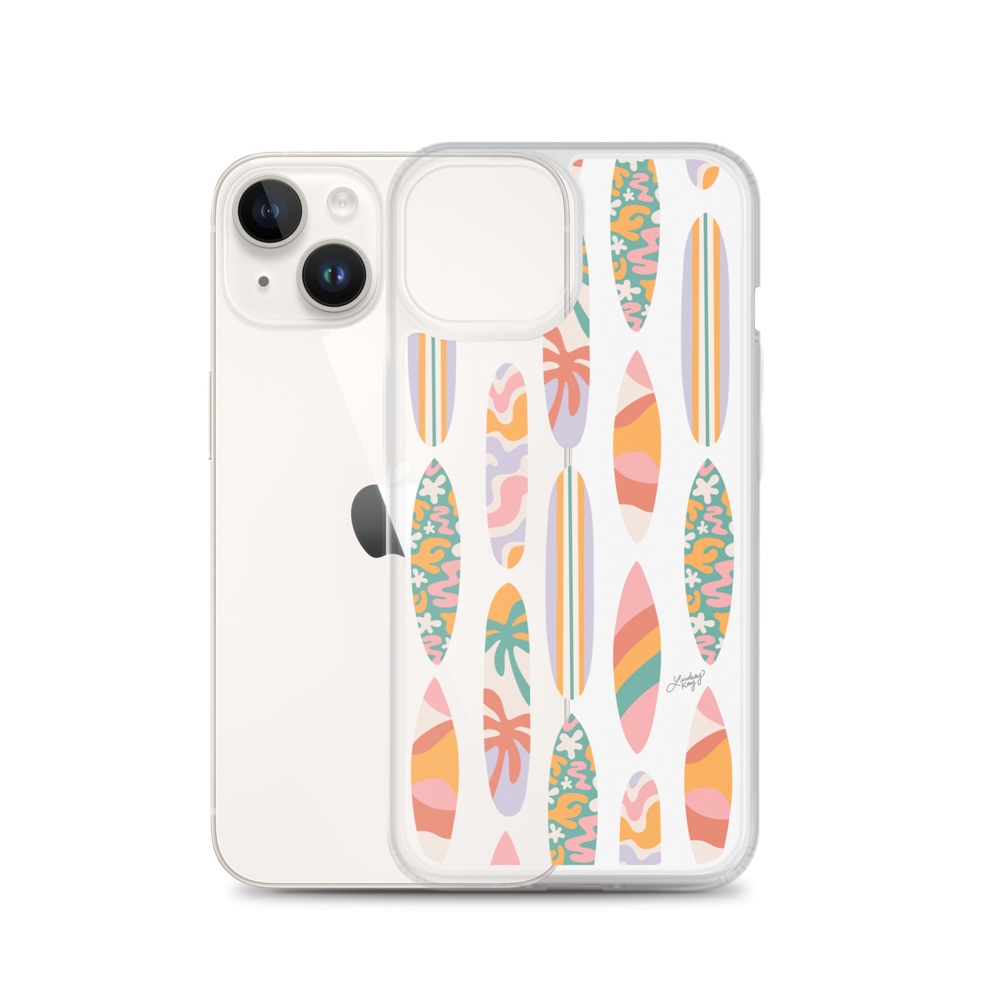 Patrón de ilustración de tablas de surf - Transparente Funda para iPhone®