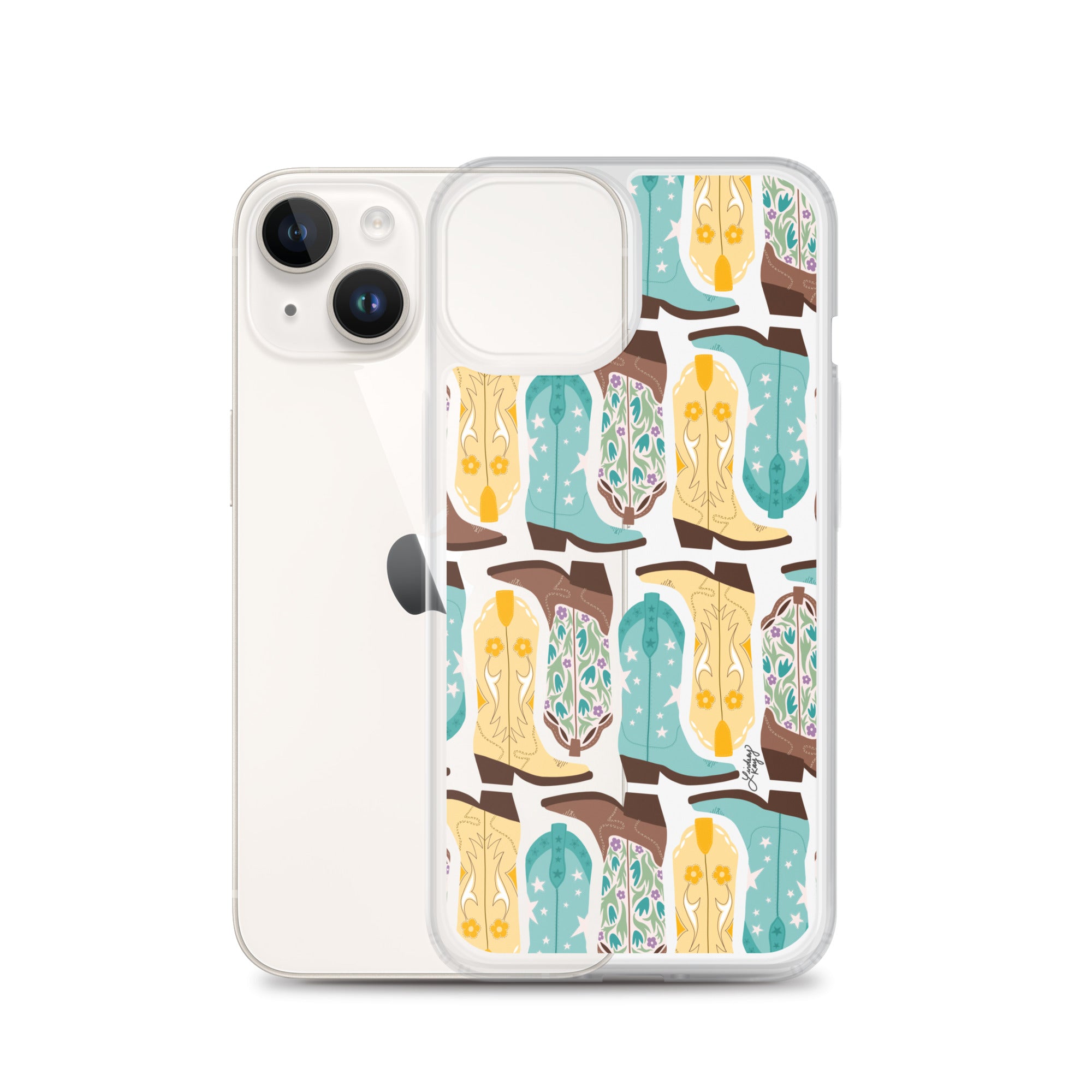 Ilustración de botas de vaquero - Funda transparente para iPhone®