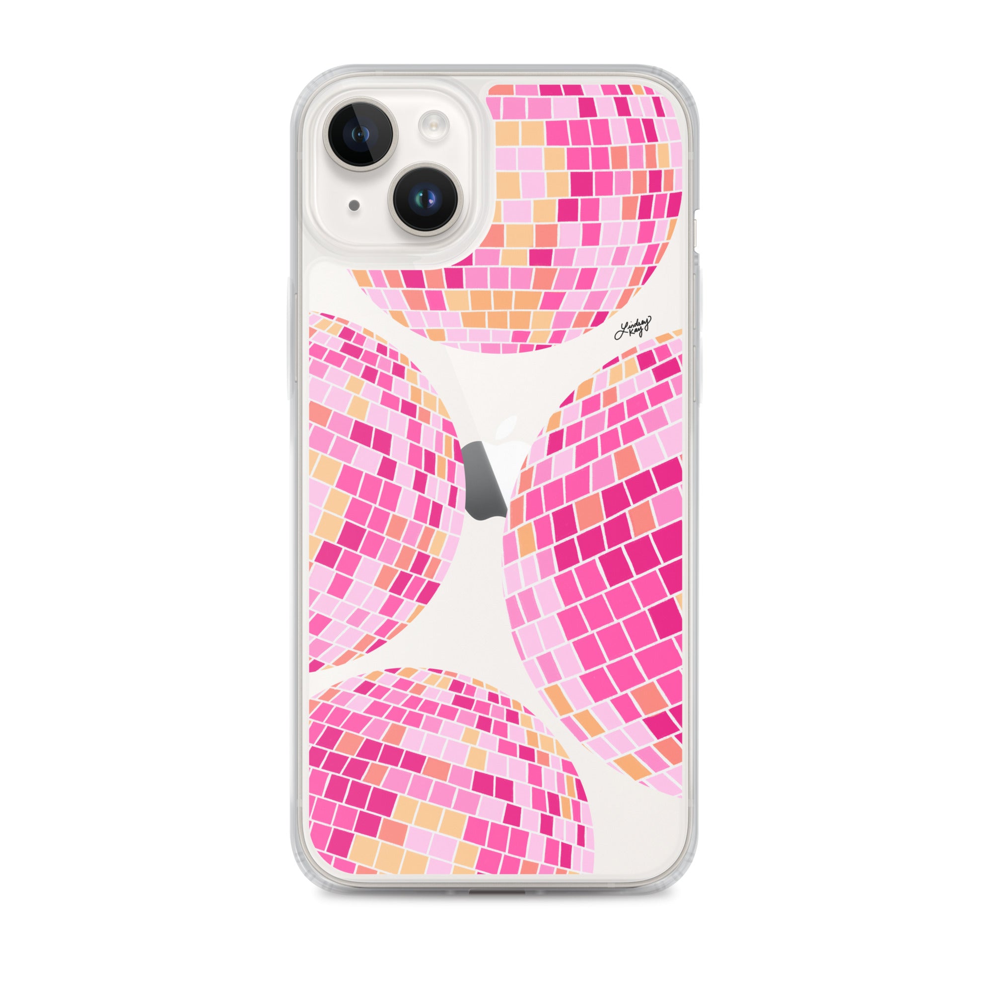Ilustración de bolas de discoteca rosa/amarilla - Funda transparente para iPhone®