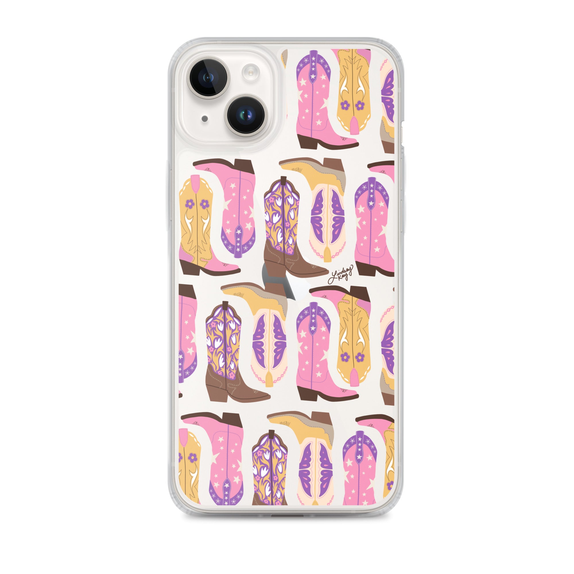 Ilustración de botas de vaquero (rosa/morado/amarillo) - Funda transparente para iPhone®
