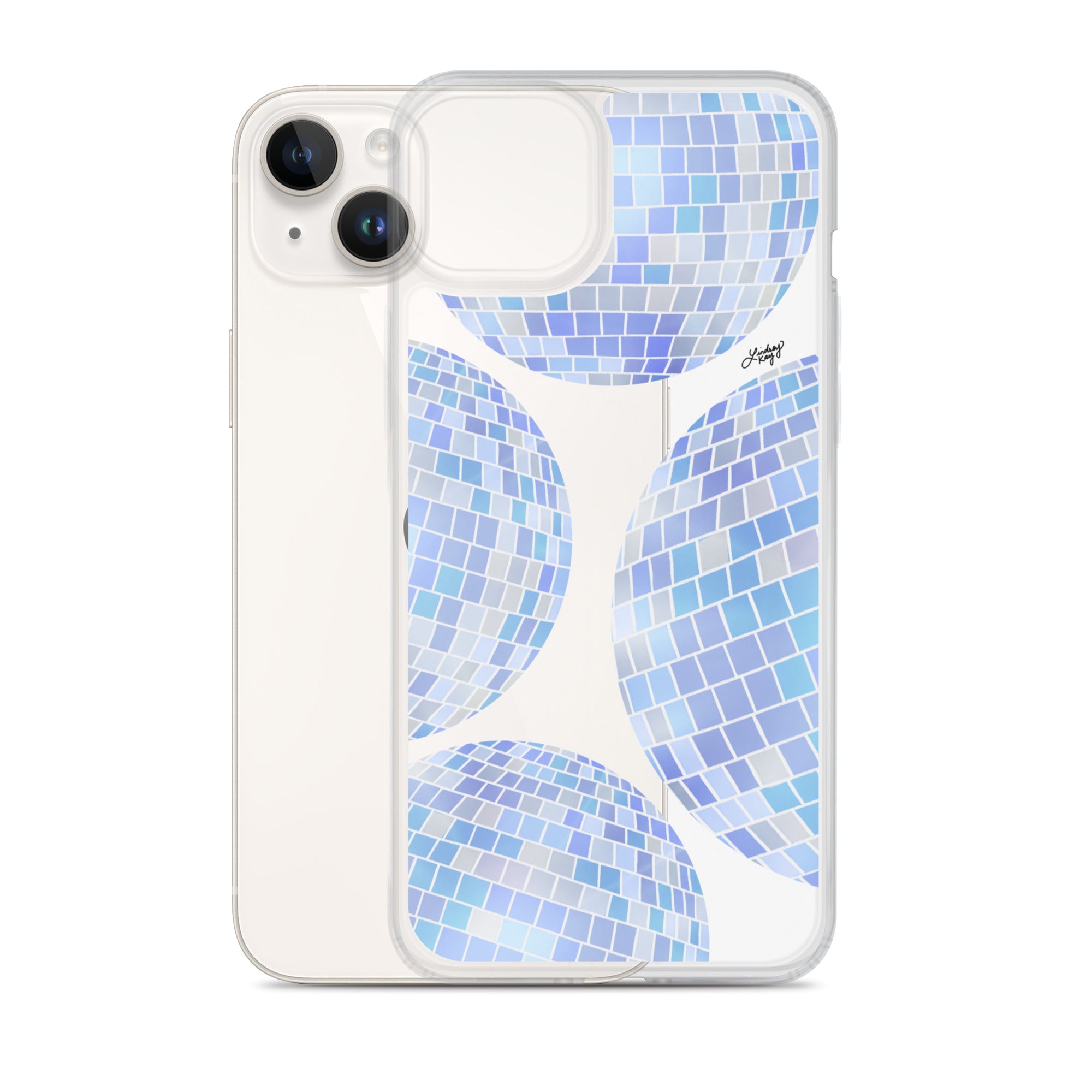 Ilustración de bolas de discoteca azules - Funda transparente para iPhone®