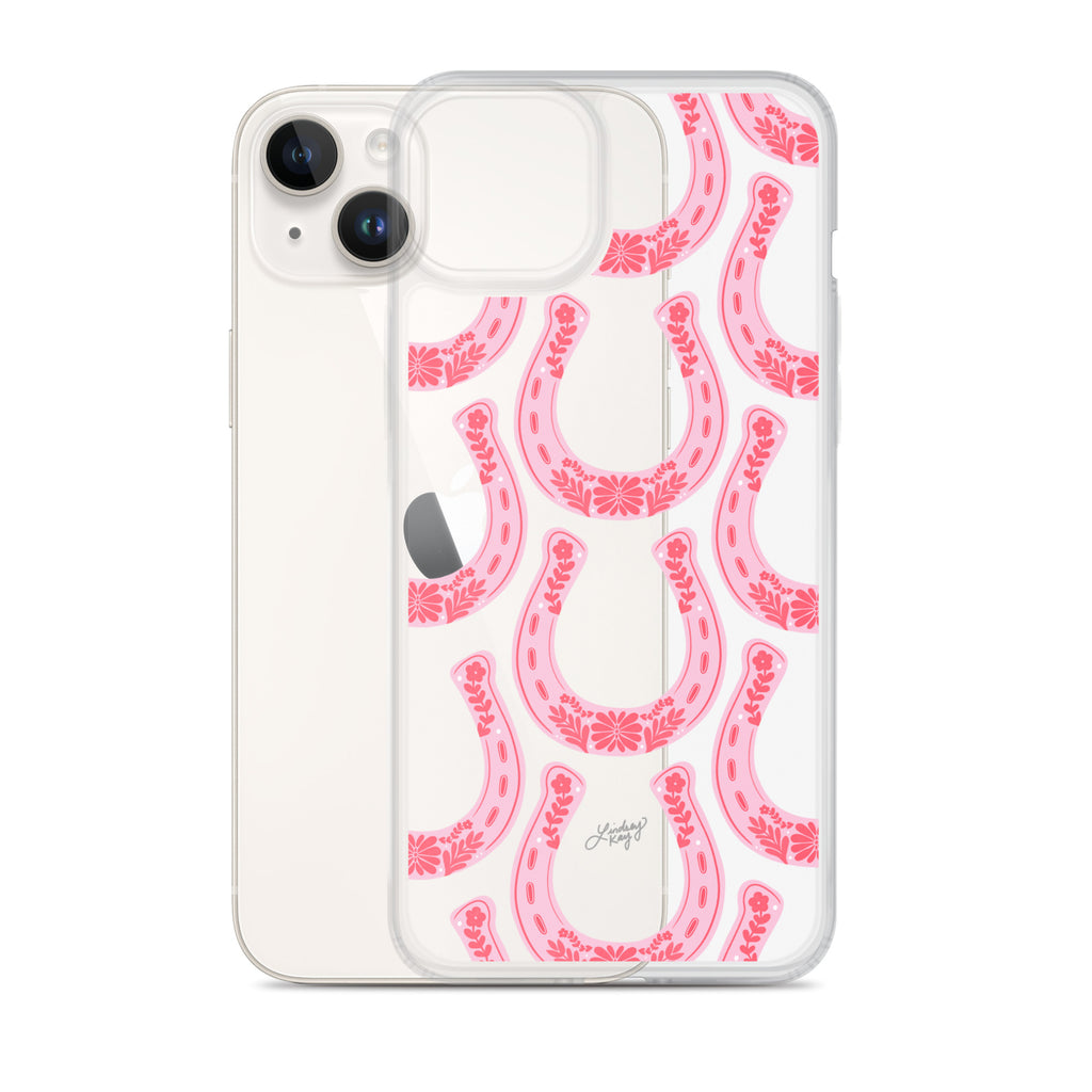 Pink Floral Horseshoe Illustration - Clear Case for iPhone®