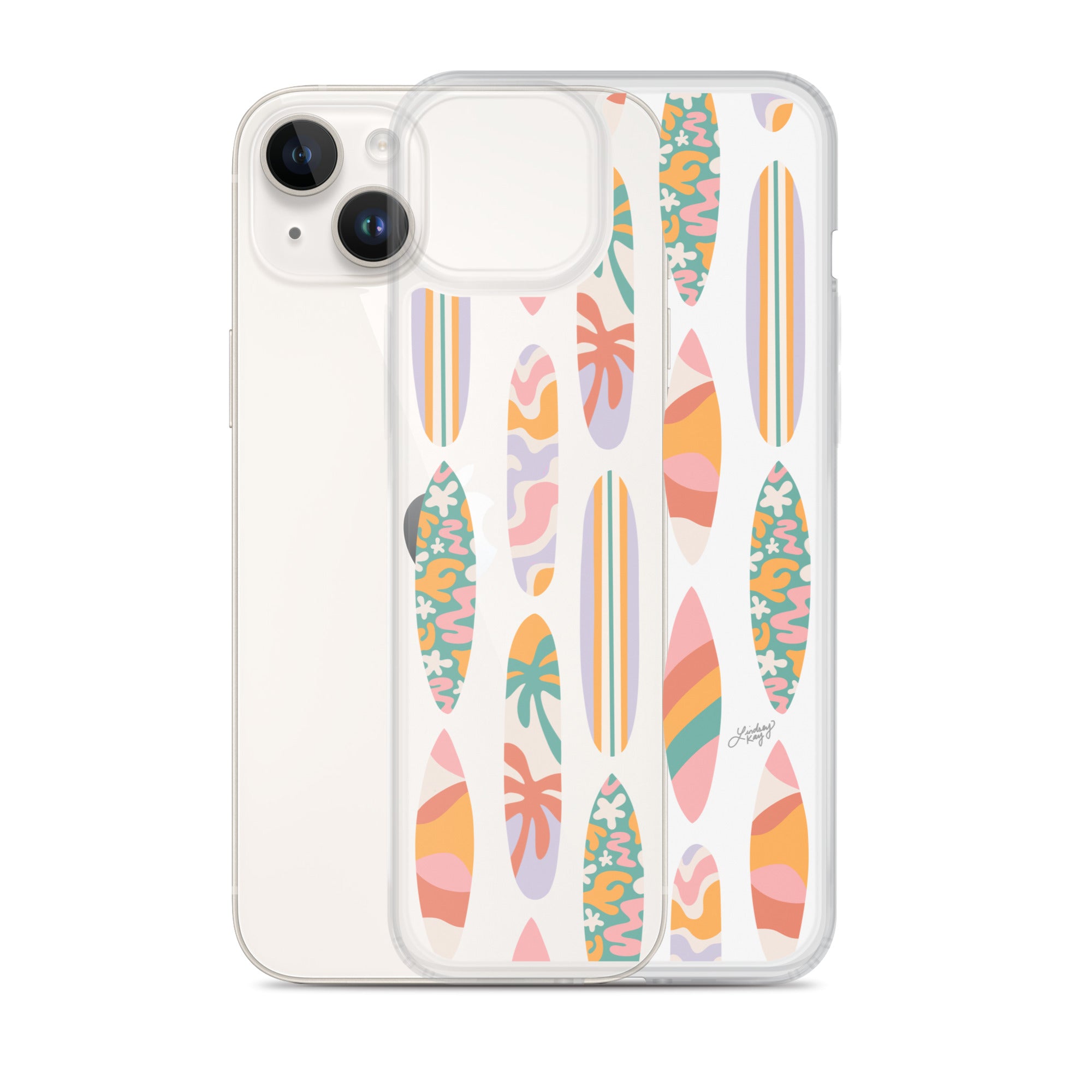 Patrón de ilustración de tablas de surf - Transparente Funda para iPhone®