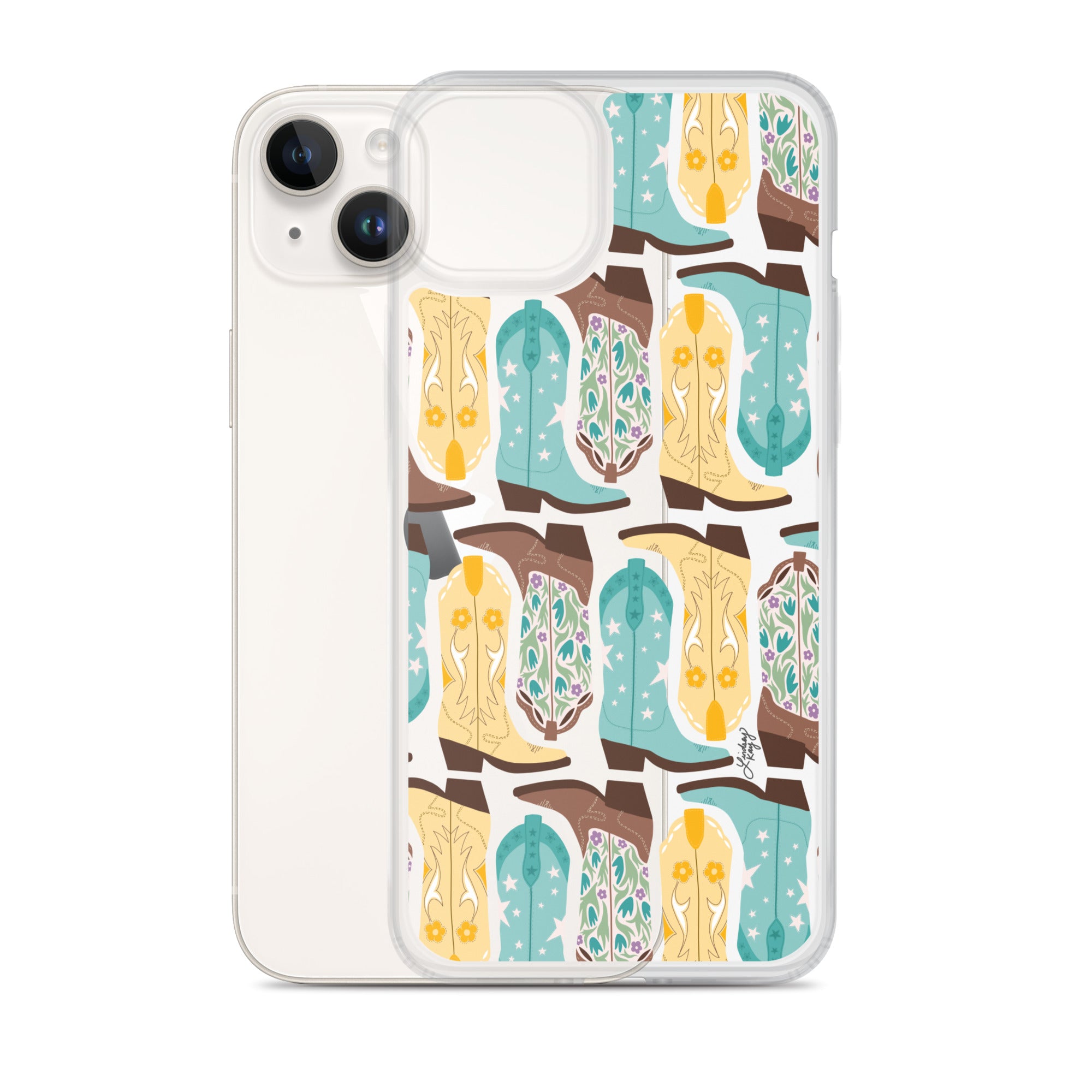 Ilustración de botas de vaquero - Funda transparente para iPhone®