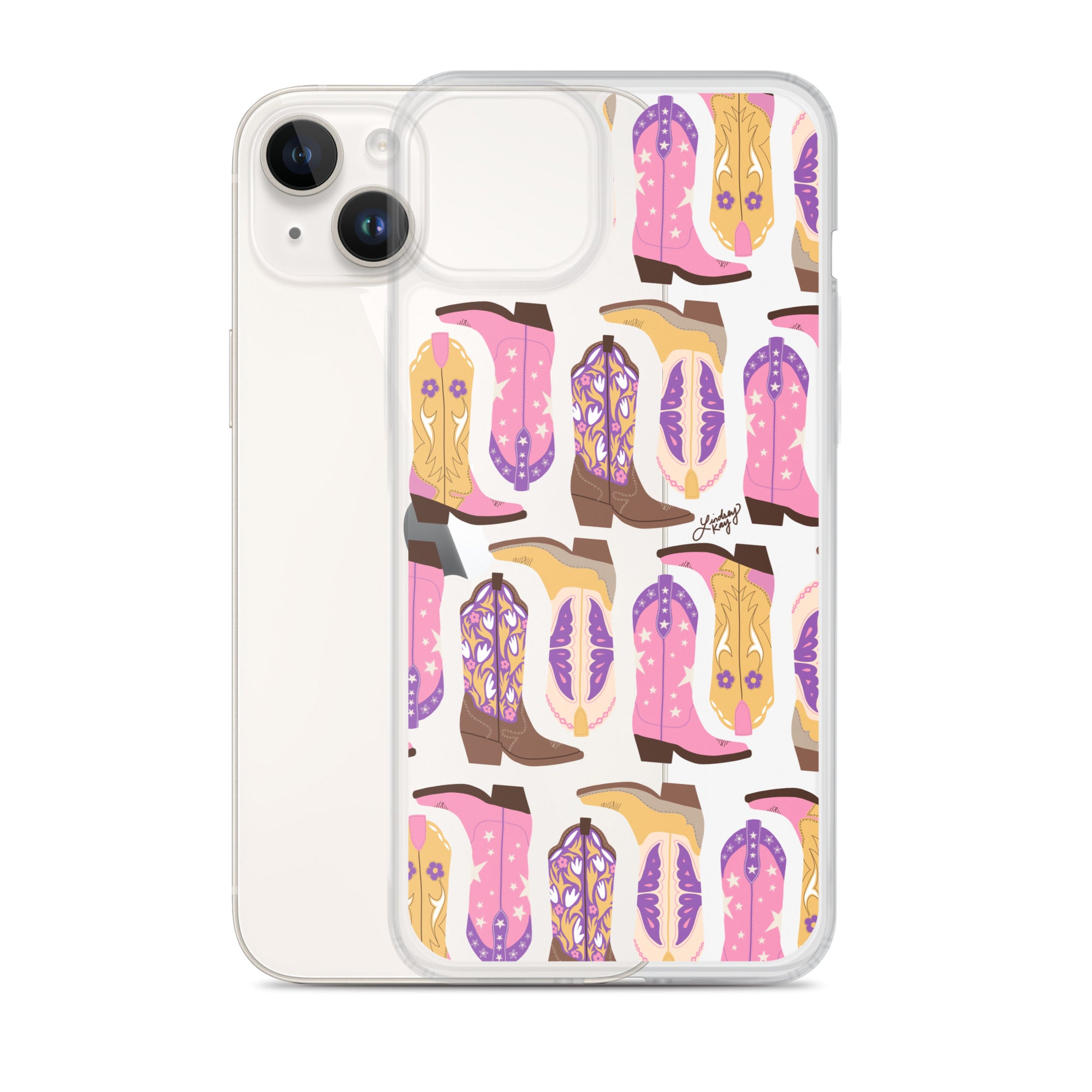 Ilustración de botas de vaquero (rosa/morado/amarillo) - Funda transparente para iPhone®