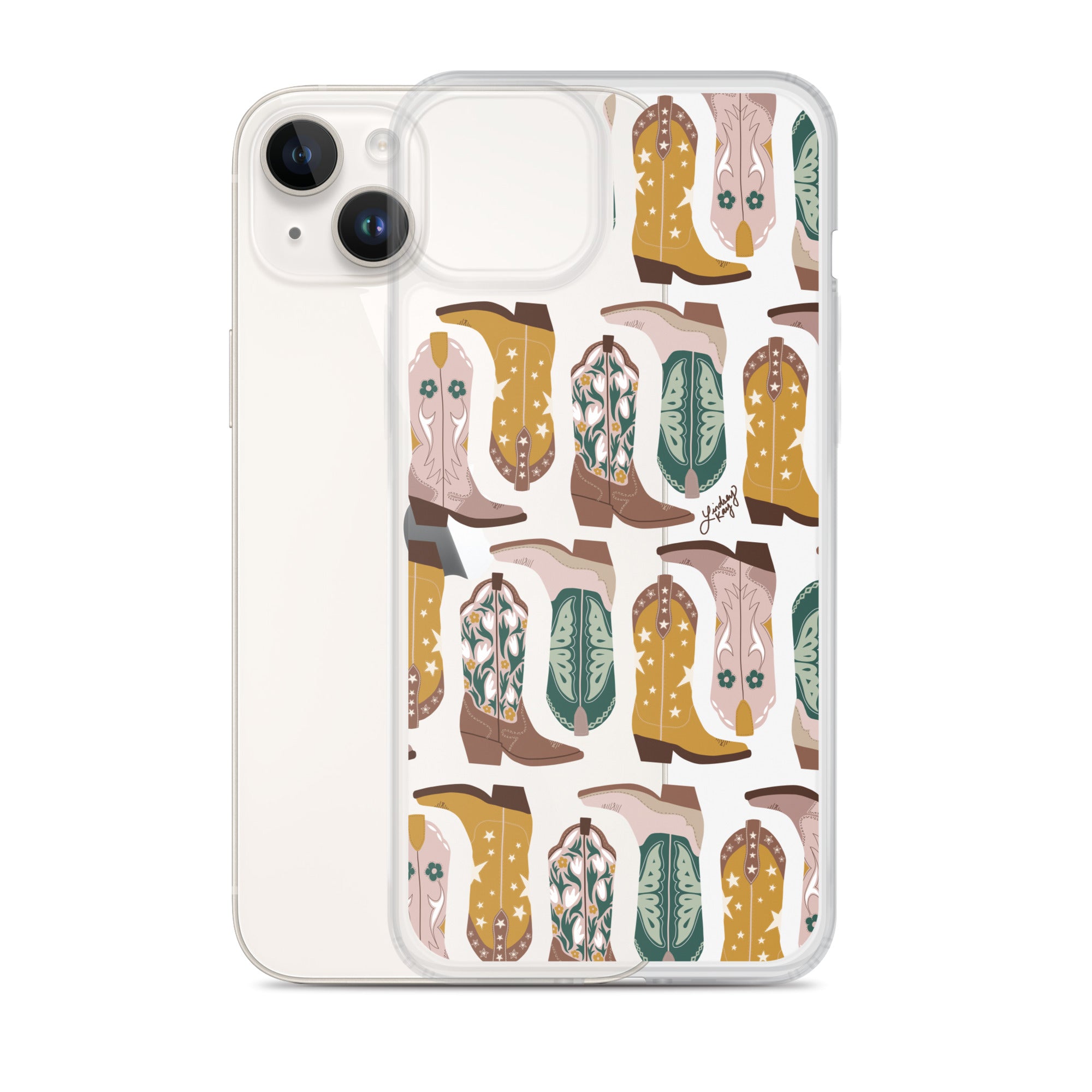 Ilustración de botas de vaquero (paleta neutra) - Funda transparente para iPhone®