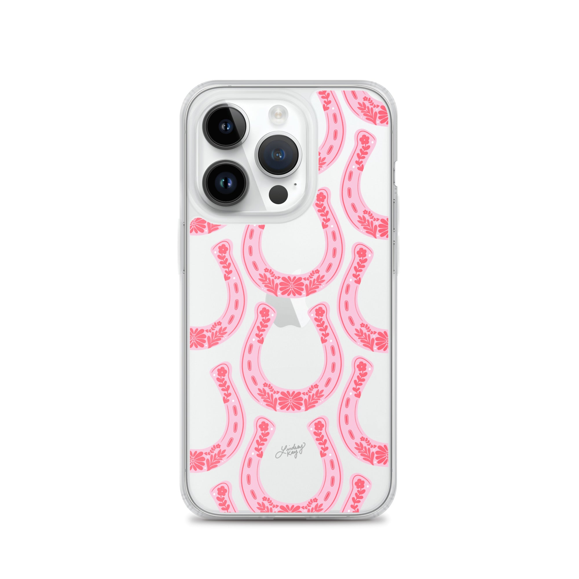 Pink Floral Horseshoe Illustration - Clear Case for iPhone®