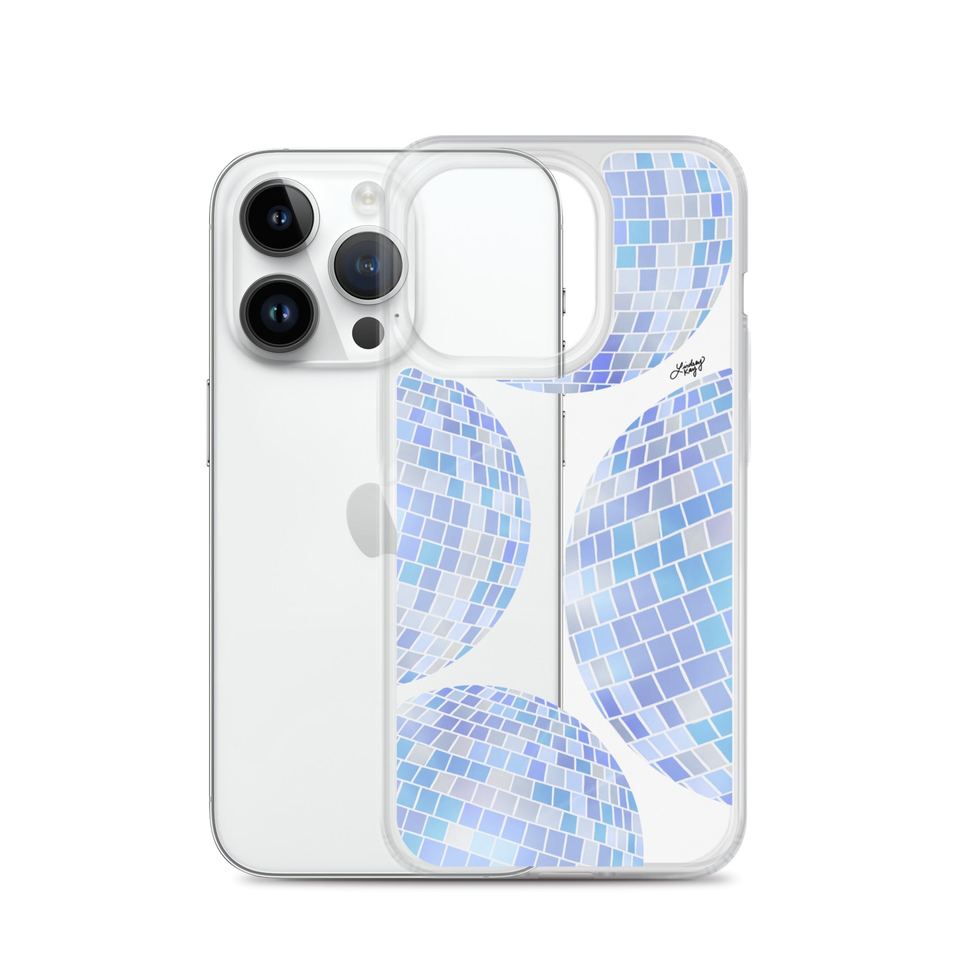 Ilustración de bolas de discoteca azules - Funda transparente para iPhone®