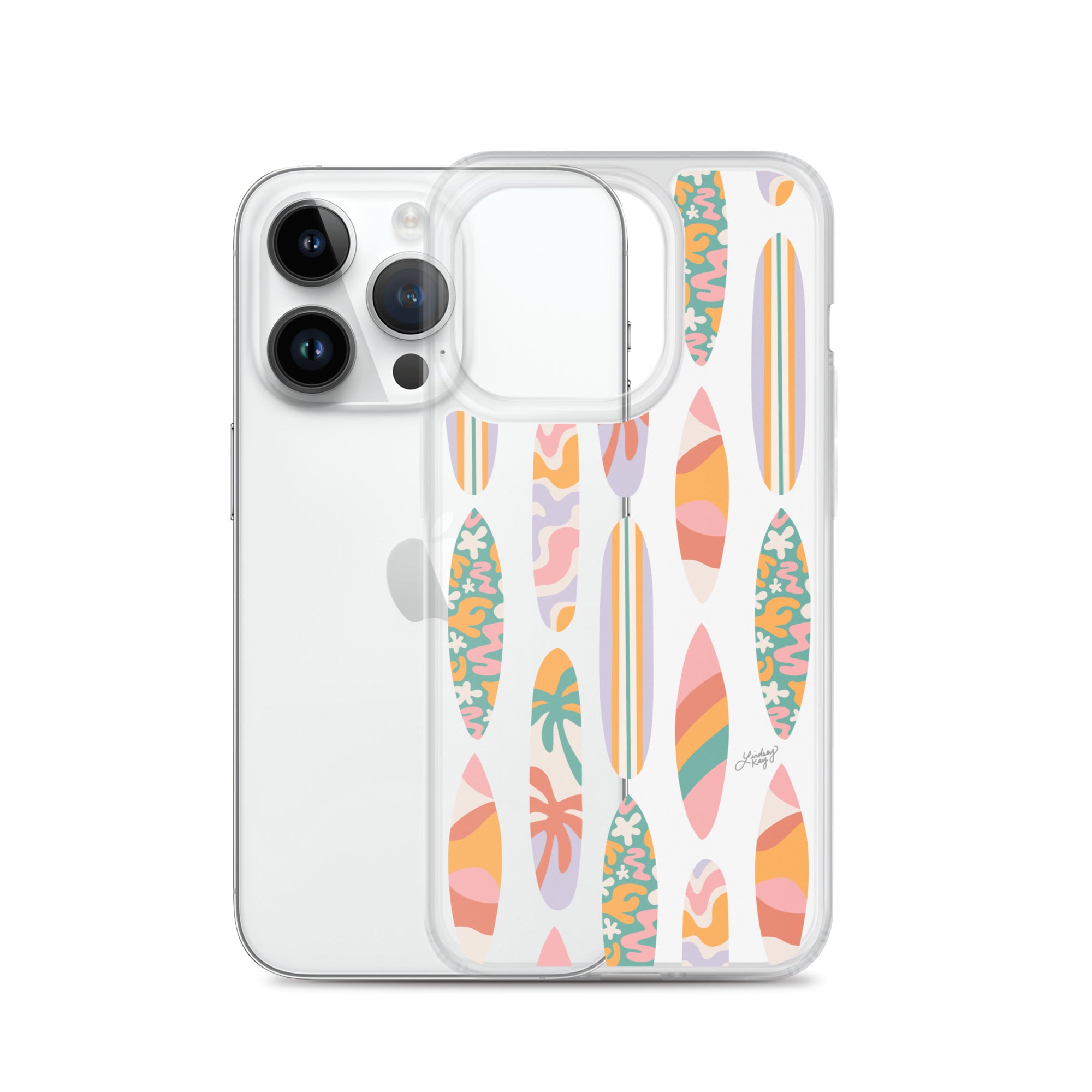Patrón de ilustración de tablas de surf - Transparente Funda para iPhone®