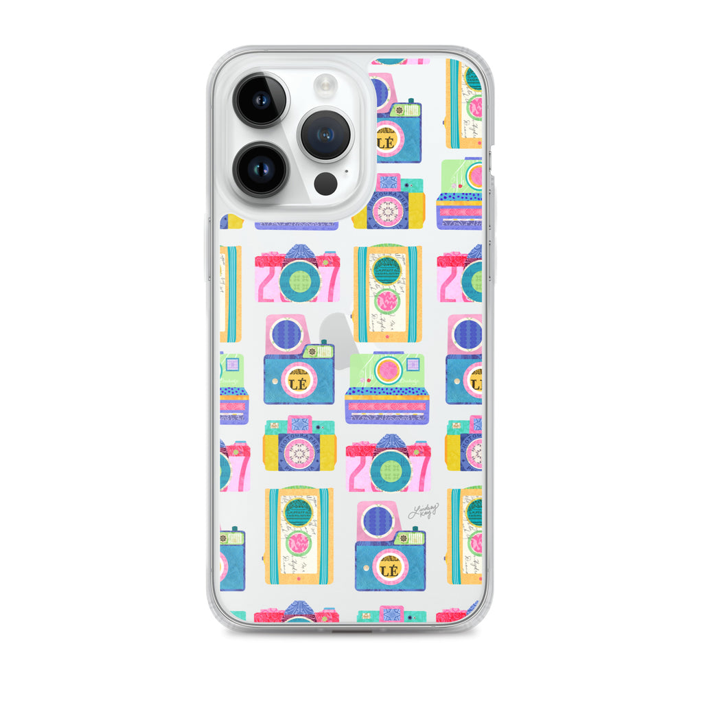 Colorful Vintage Cameras Illustration - Clear Case for iPhone®
