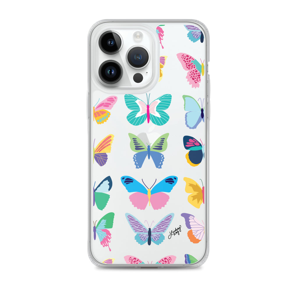 colorful butterlies clear iphone case illustration phone-case durable cute trendy teen college pretty mobile accessories lindsey kay collective
