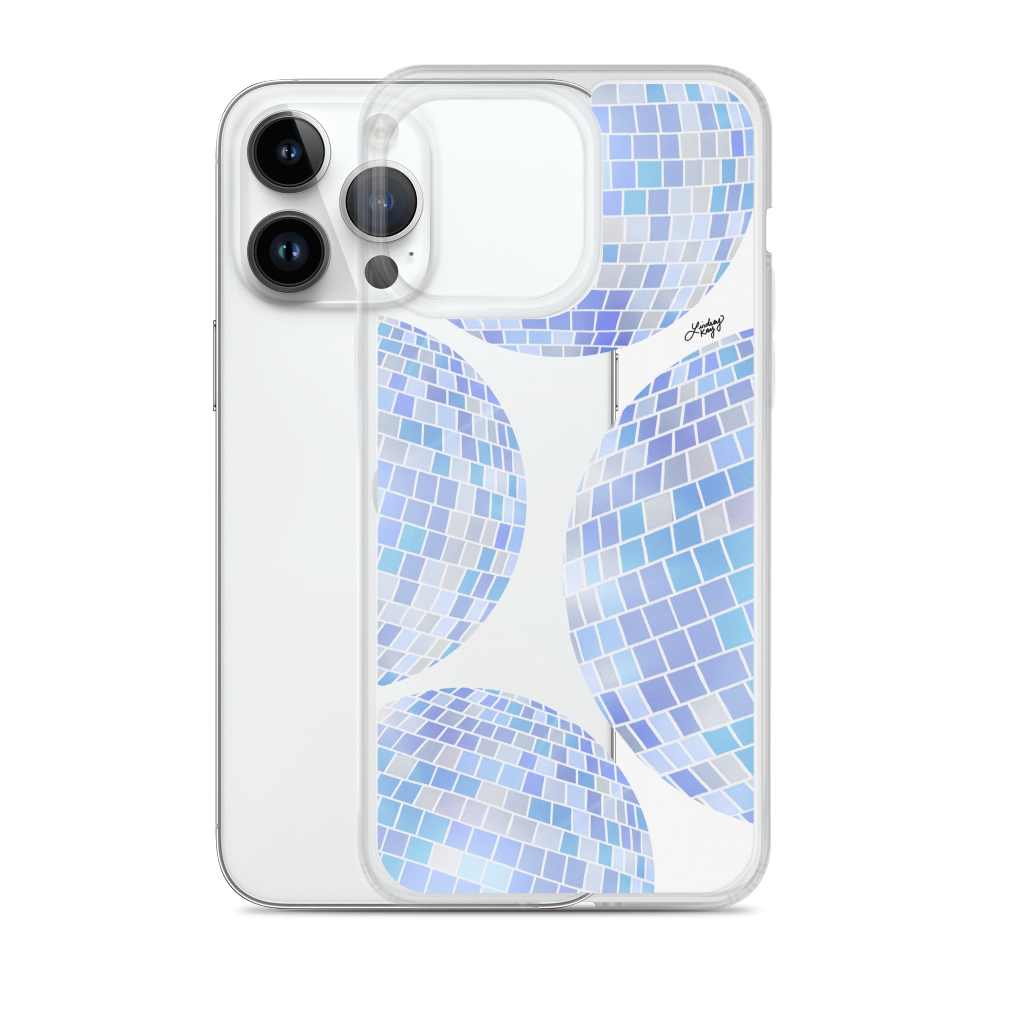 Ilustración de bolas de discoteca azules - Funda transparente para iPhone®