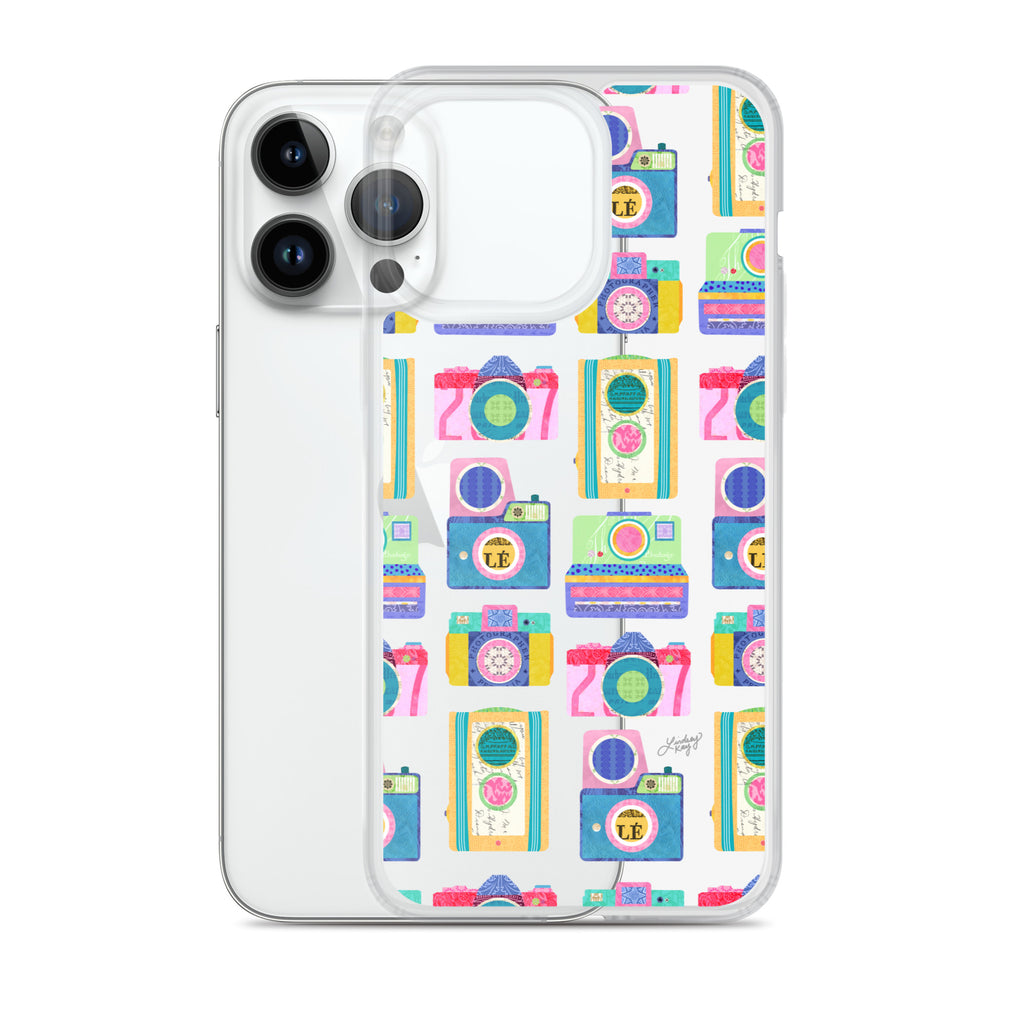 Colorful Vintage Cameras Illustration - Clear Case for iPhone®