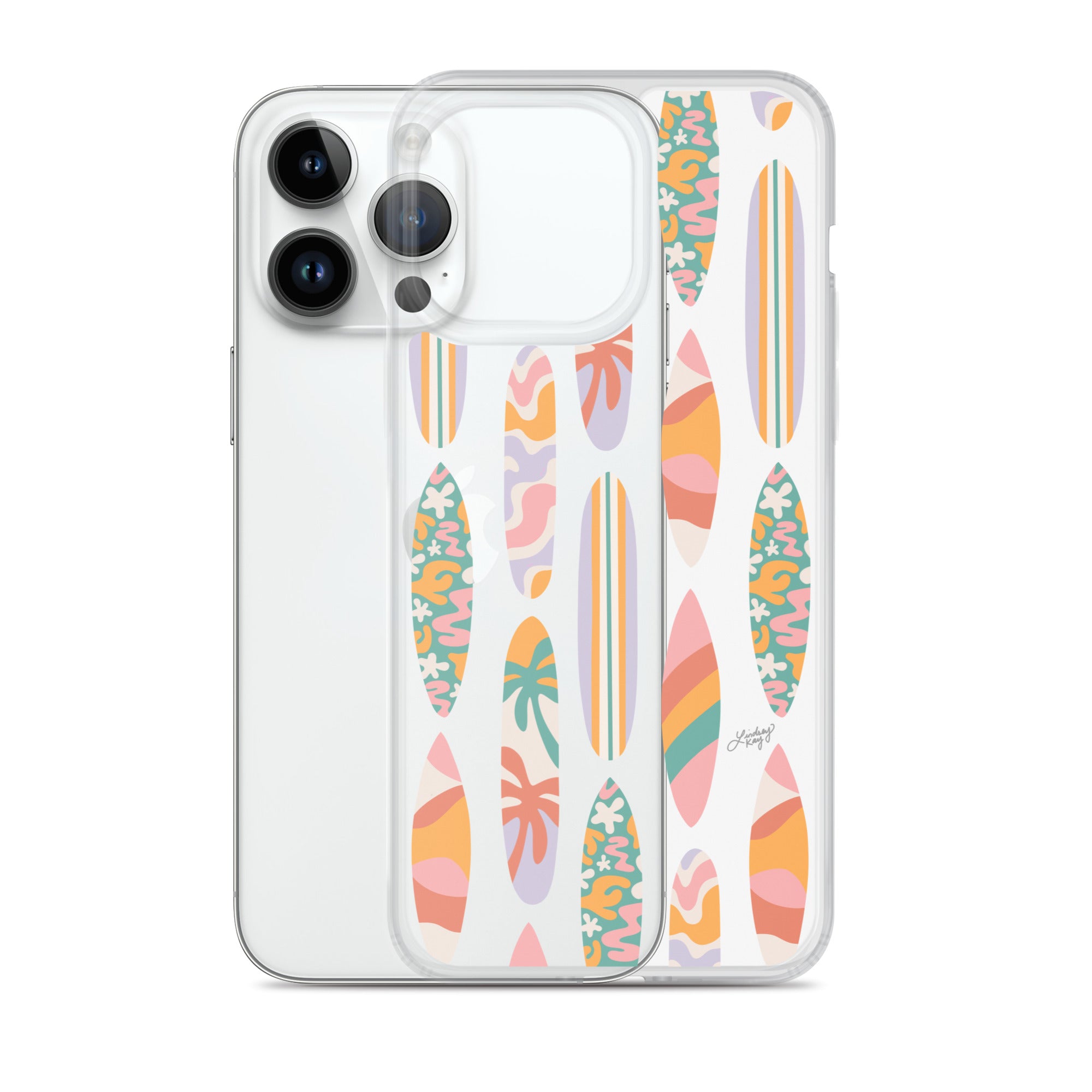 Patrón de ilustración de tablas de surf - Transparente Funda para iPhone®