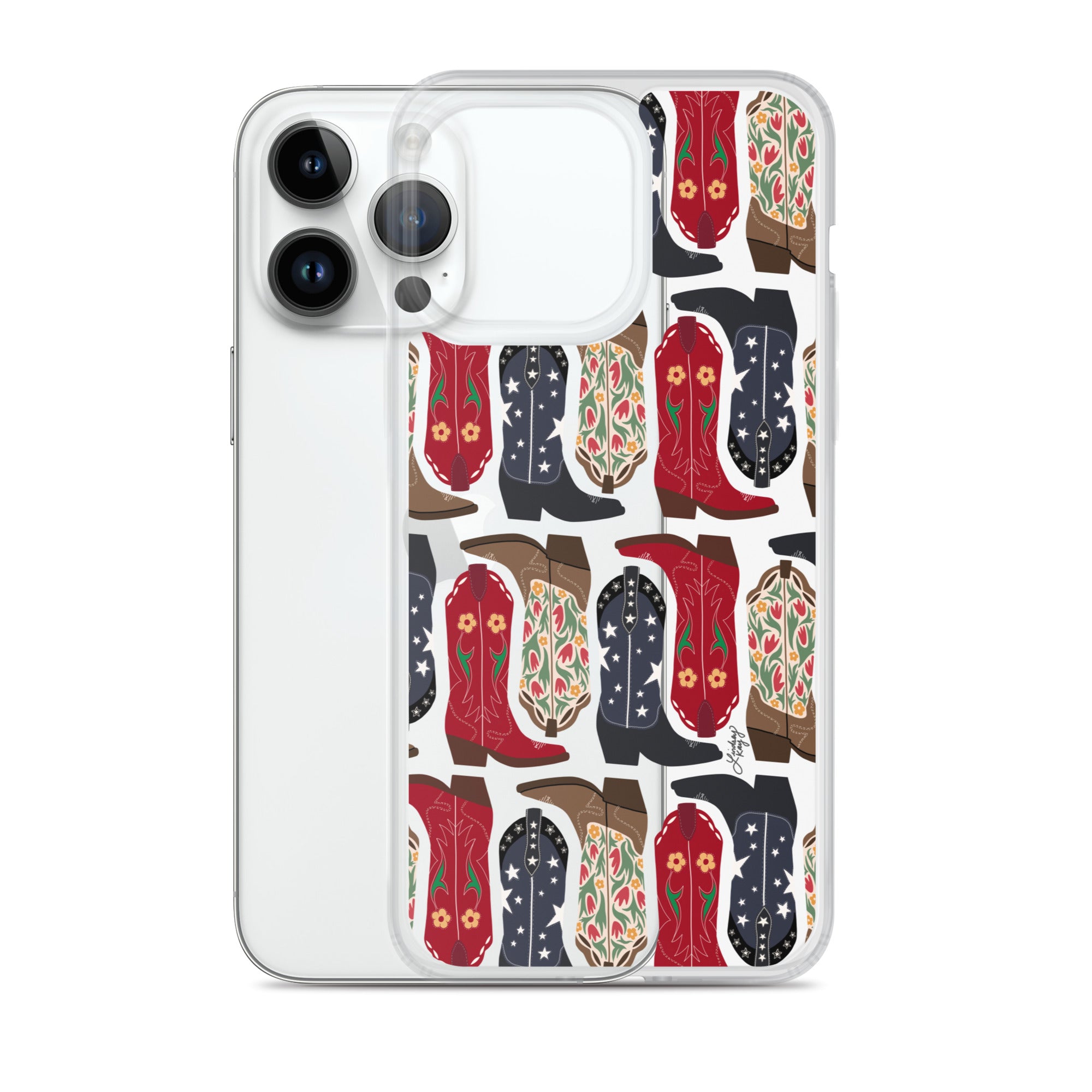 Ilustración de botas de vaquero - Funda transparente para iPhone®
