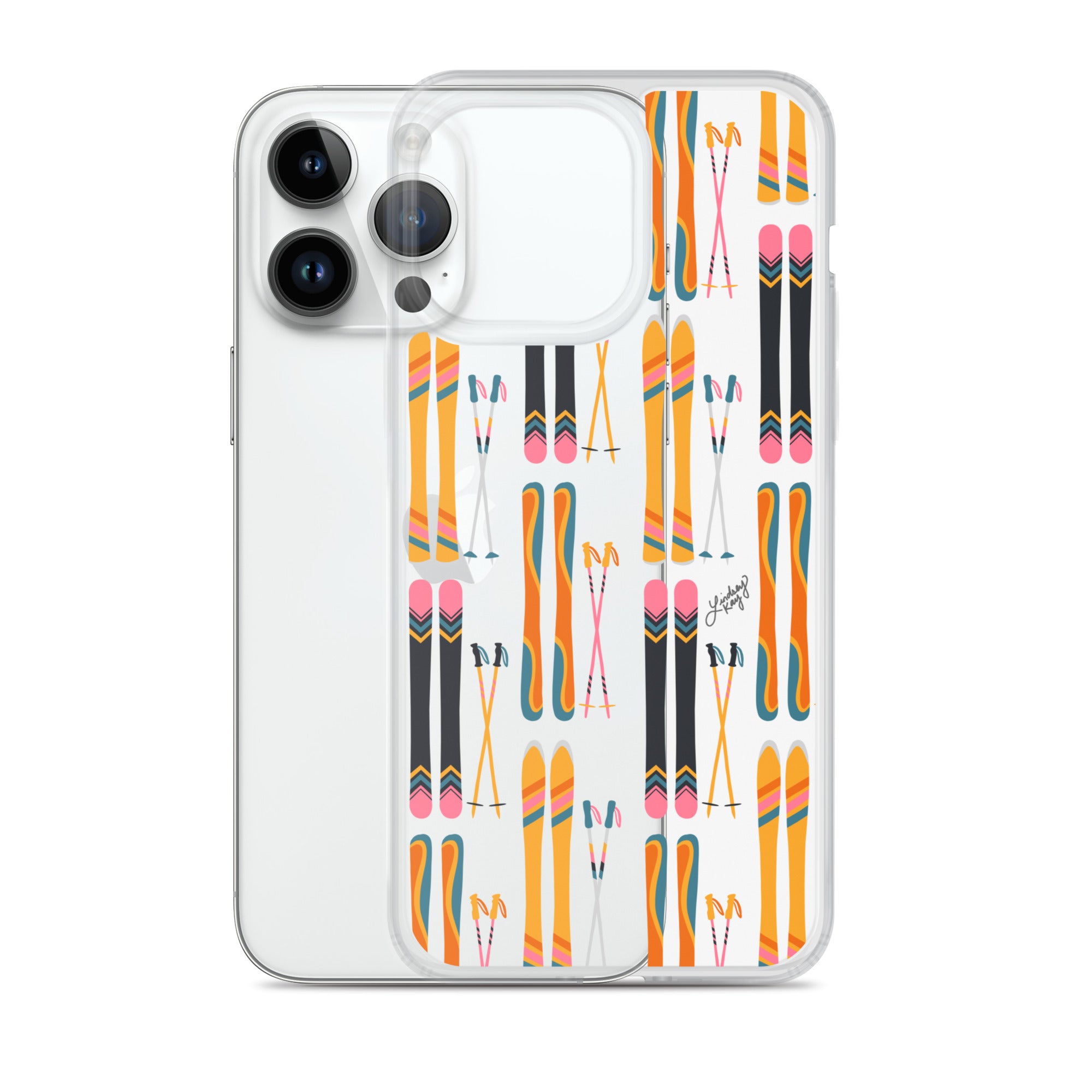 Esquís y bastones estampados - Funda transparente para iPhone®