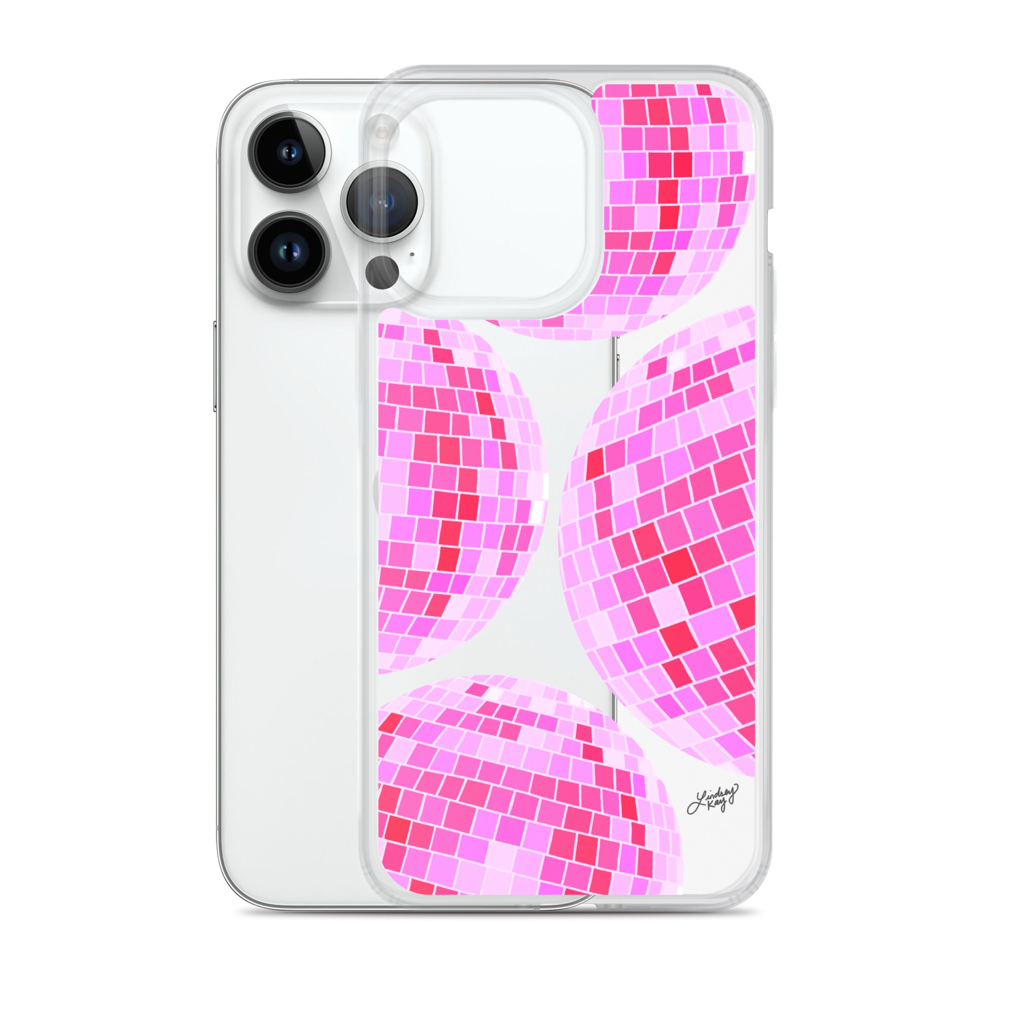 Bright Pink Disco Balls - Clear Case for iPhone® -  All Sizes for iPhone 12, 13, 14, 15