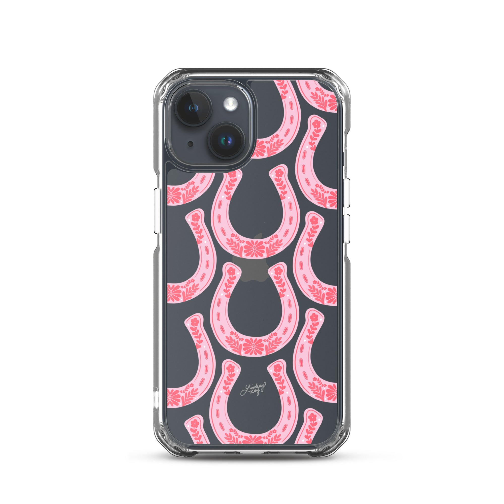 Pink Floral Horseshoe Illustration - Clear Case for iPhone®