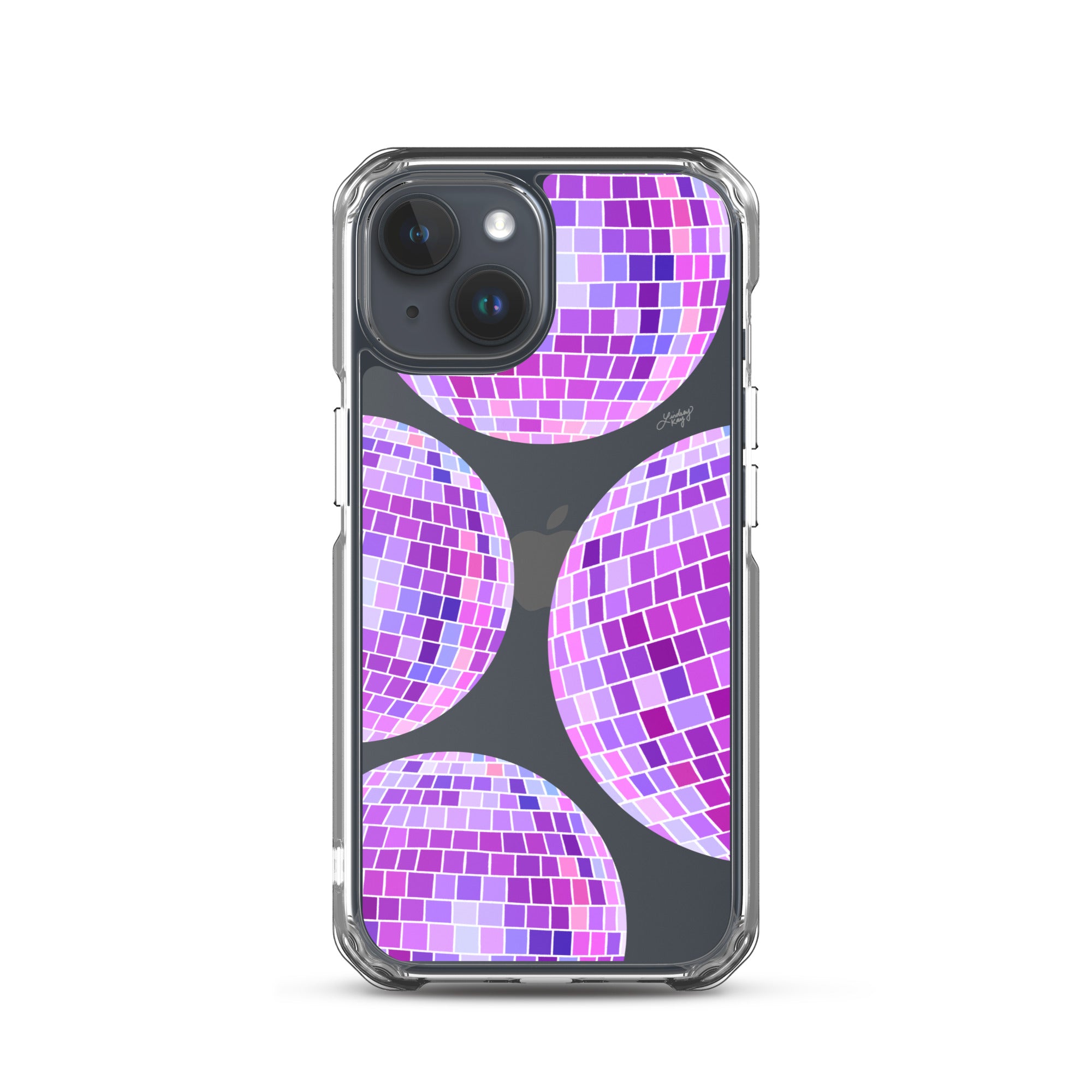Ilustración de bolas de discoteca moradas - Funda transparente para iPhone®