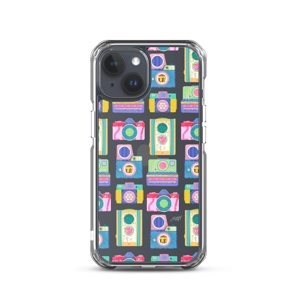 Colorful Vintage Cameras Illustration - Clear Case for iPhone®