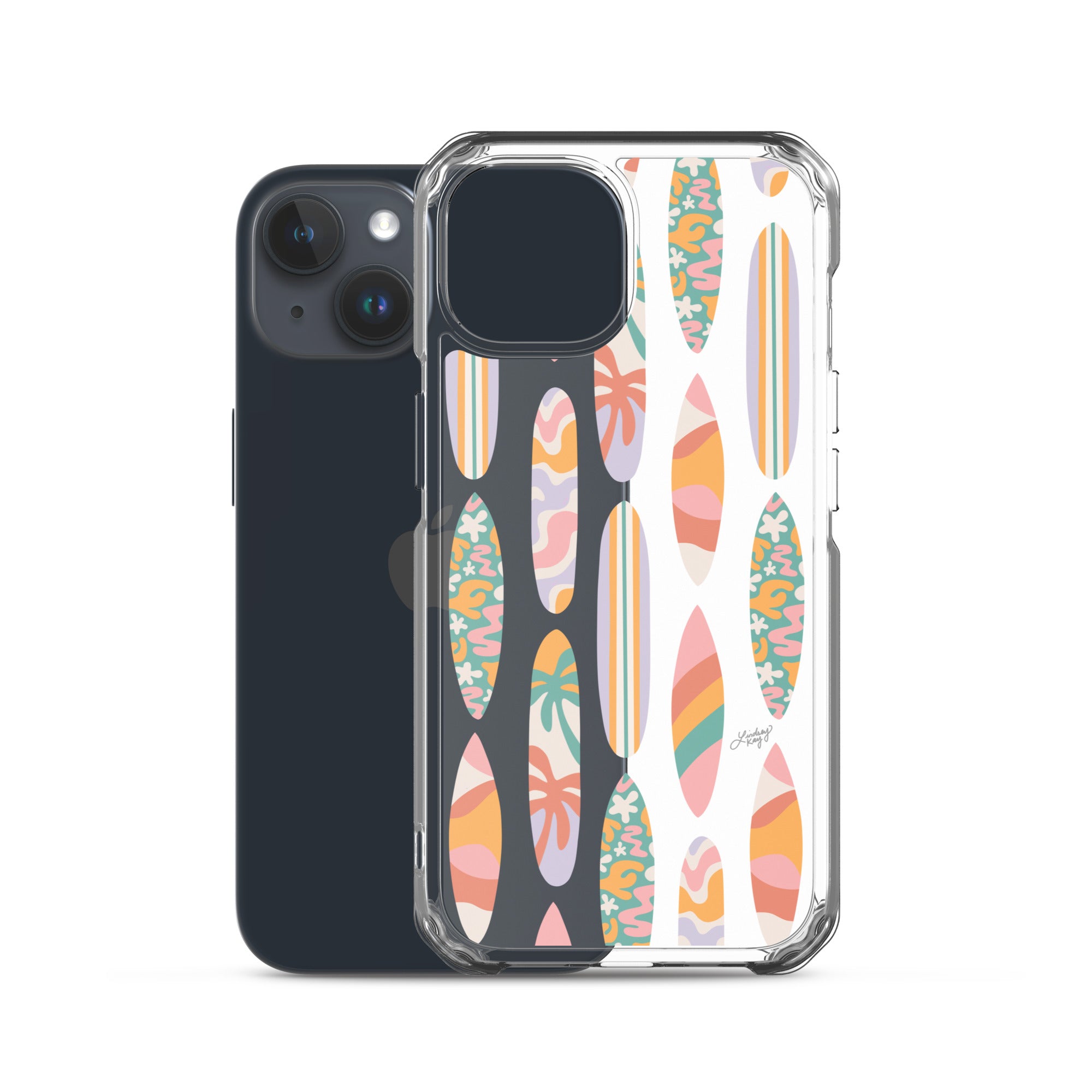 Patrón de ilustración de tablas de surf - Transparente Funda para iPhone®
