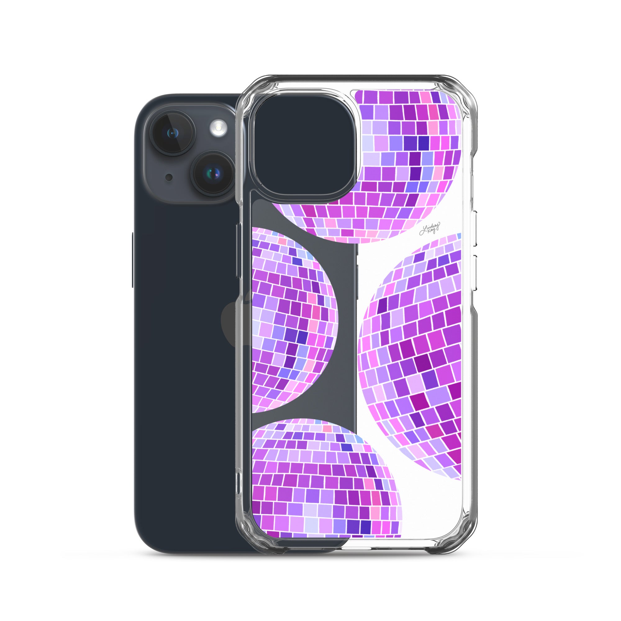 Purple Disco Balls Illustration - Clear Case for iPhone®