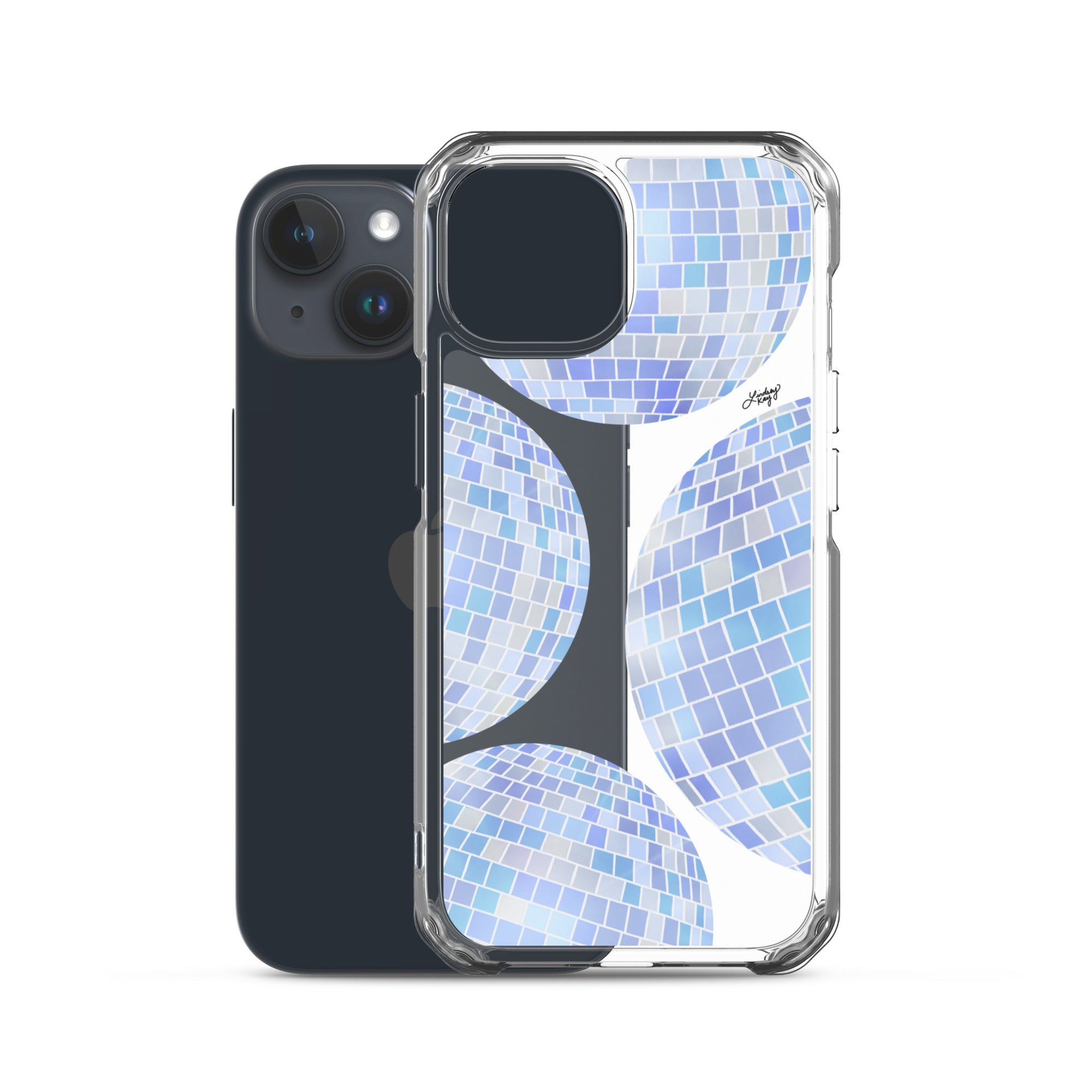 Ilustración de bolas de discoteca azules - Funda transparente para iPhone®