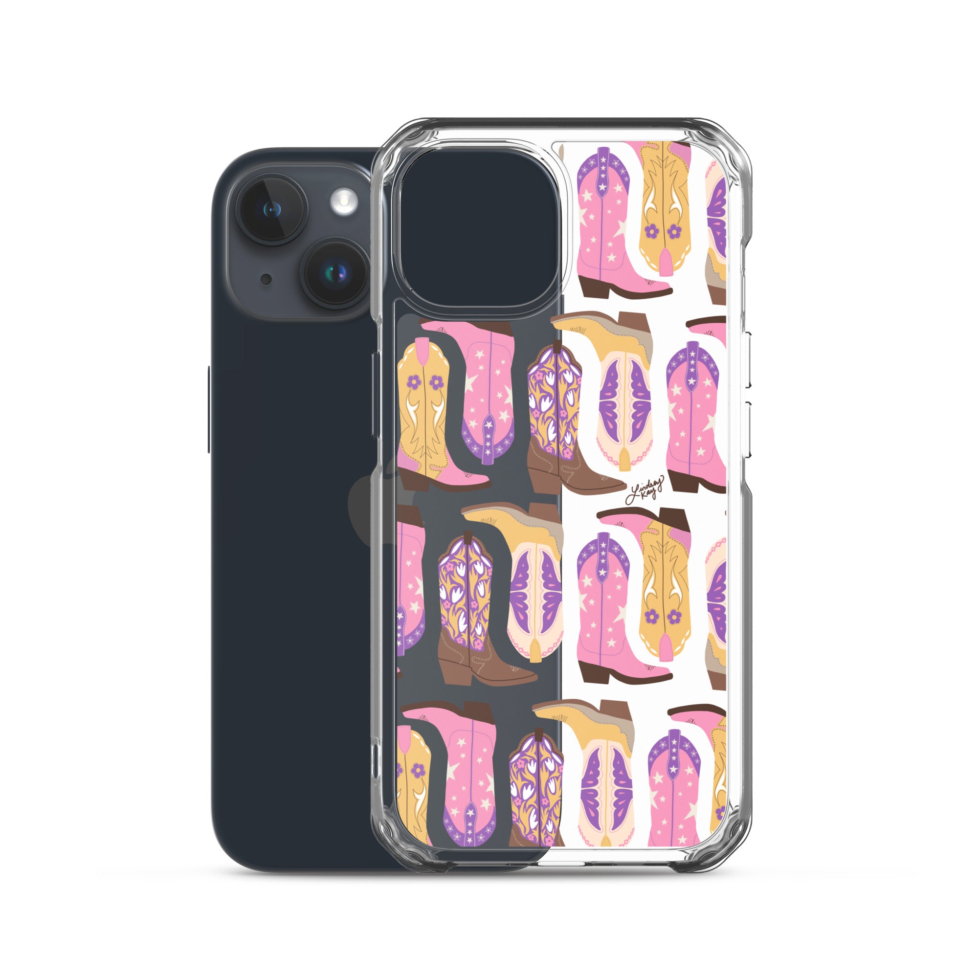 Ilustración de botas de vaquero (rosa/morado/amarillo) - Funda transparente para iPhone®