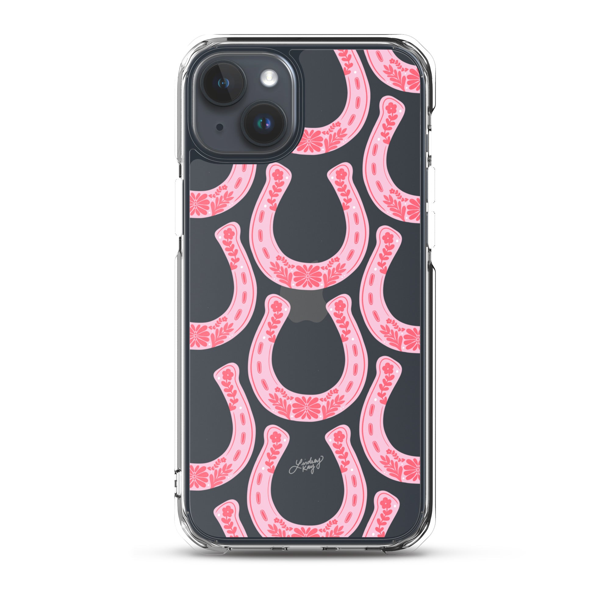 Pink Floral Horseshoe Illustration - Clear Case for iPhone®