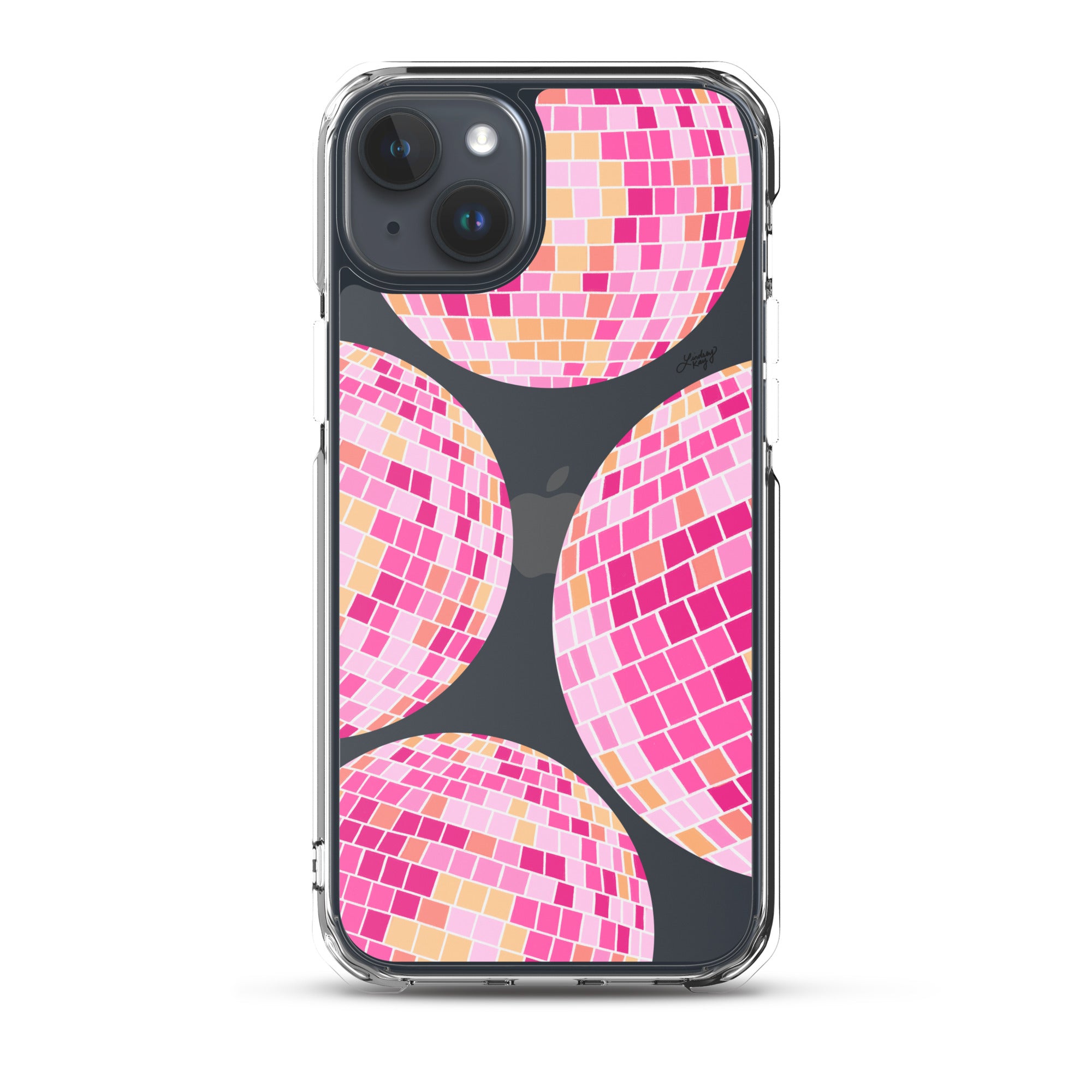 Ilustración de bolas de discoteca rosa/amarilla - Funda transparente para iPhone®