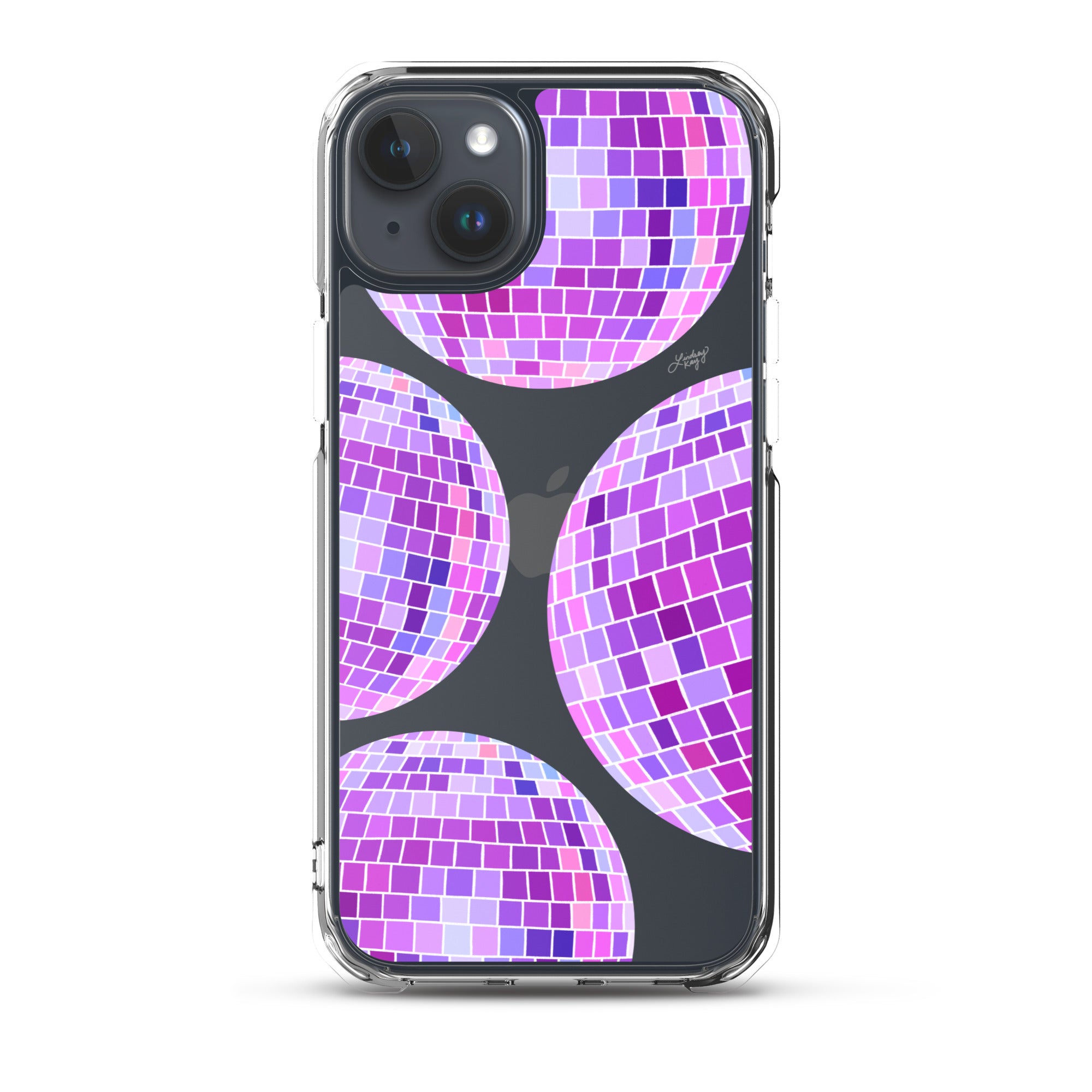 Ilustración de bolas de discoteca moradas - Funda transparente para iPhone®