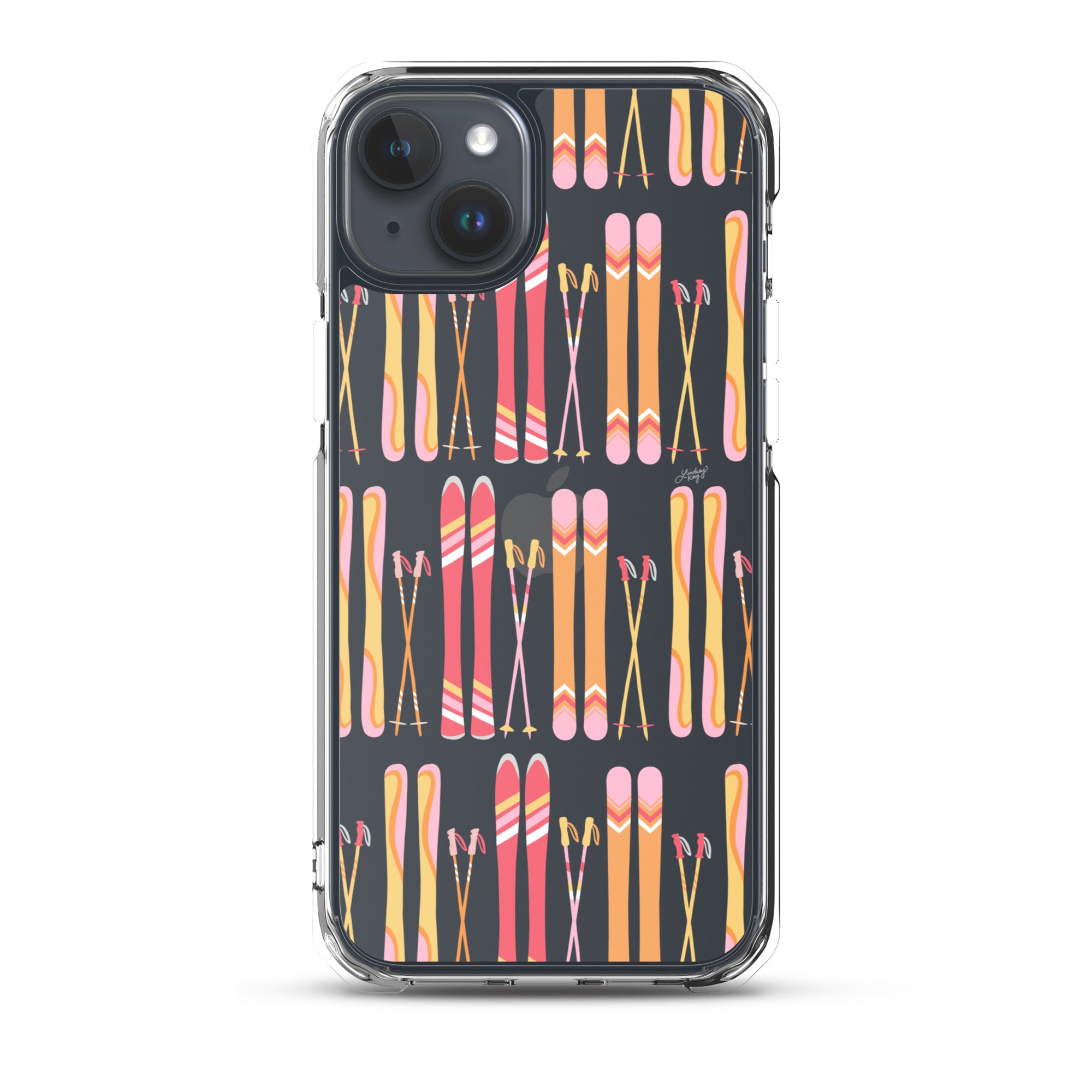 Ilustración de esquí (paleta cálida) - Funda transparente para iPhone®