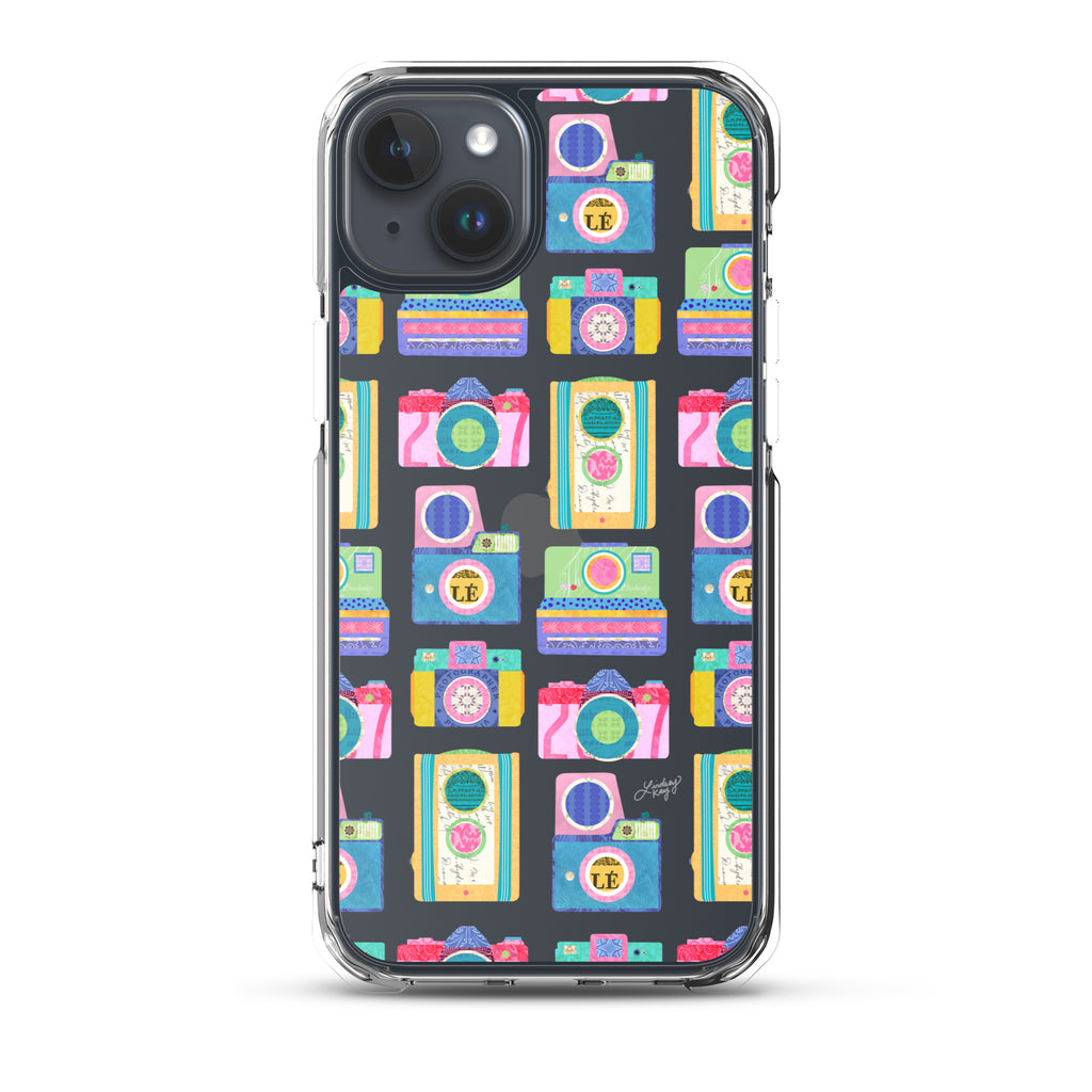 Colorful Vintage Cameras Illustration - Clear Case for iPhone®