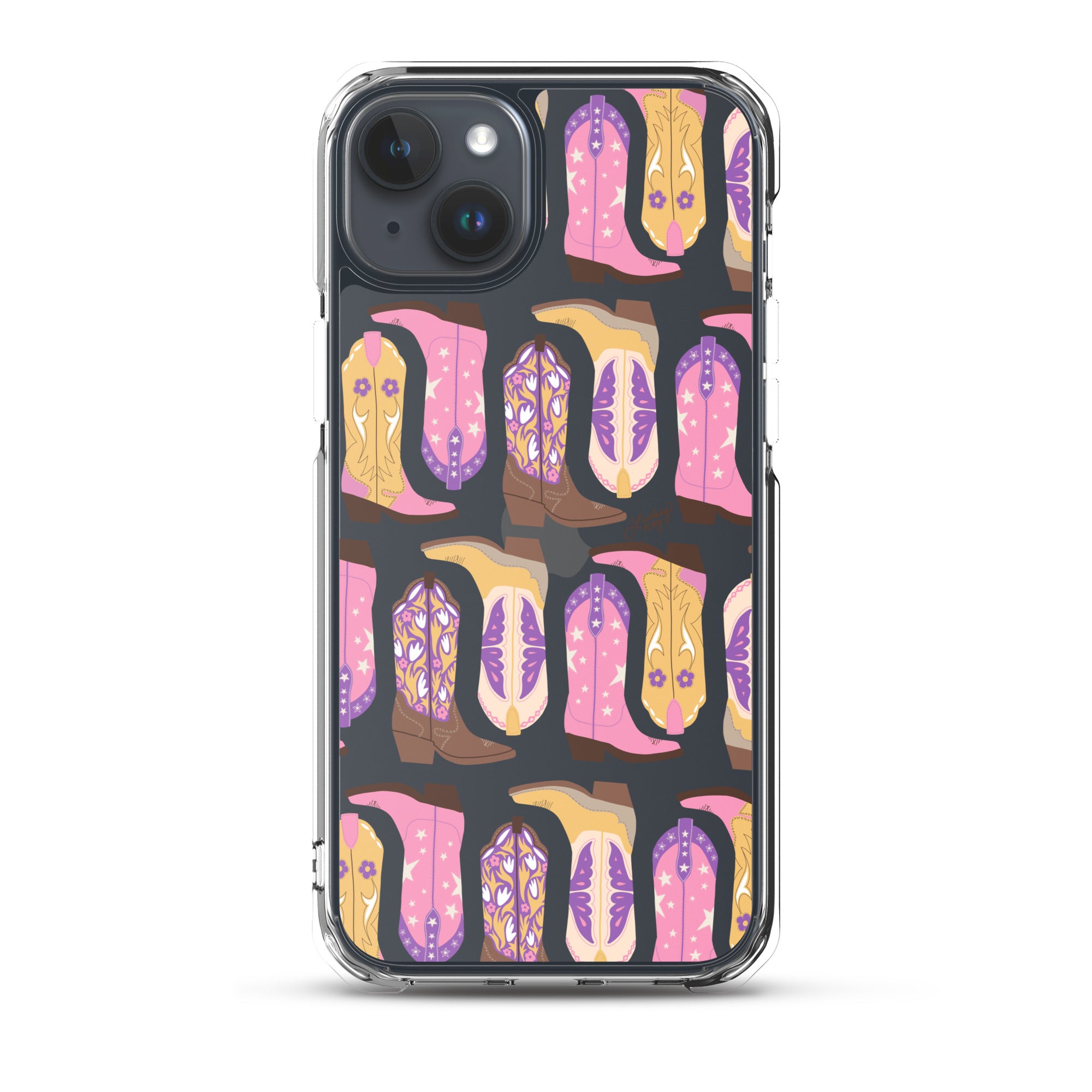 Cowboy Boots Illustration (Pink/Purple/Yellow) - Clear Case for iPhone®