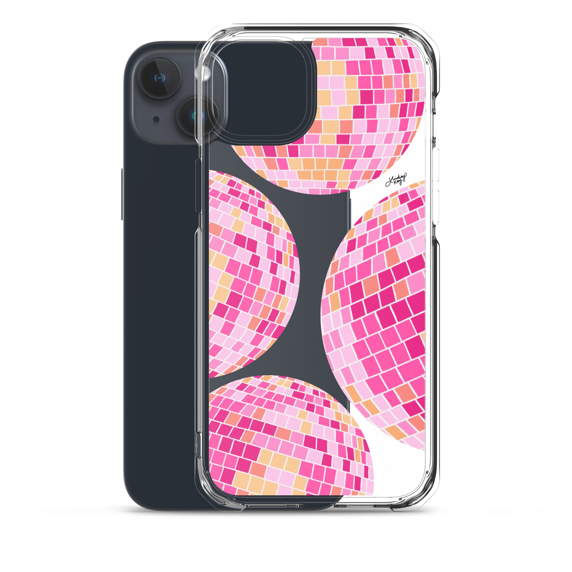 Ilustración de bolas de discoteca rosa/amarilla - Funda transparente para iPhone®