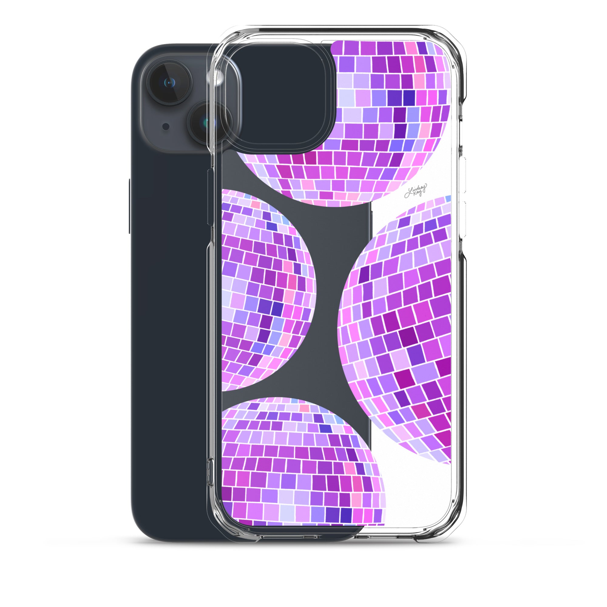 Ilustración de bolas de discoteca moradas - Funda transparente para iPhone®
