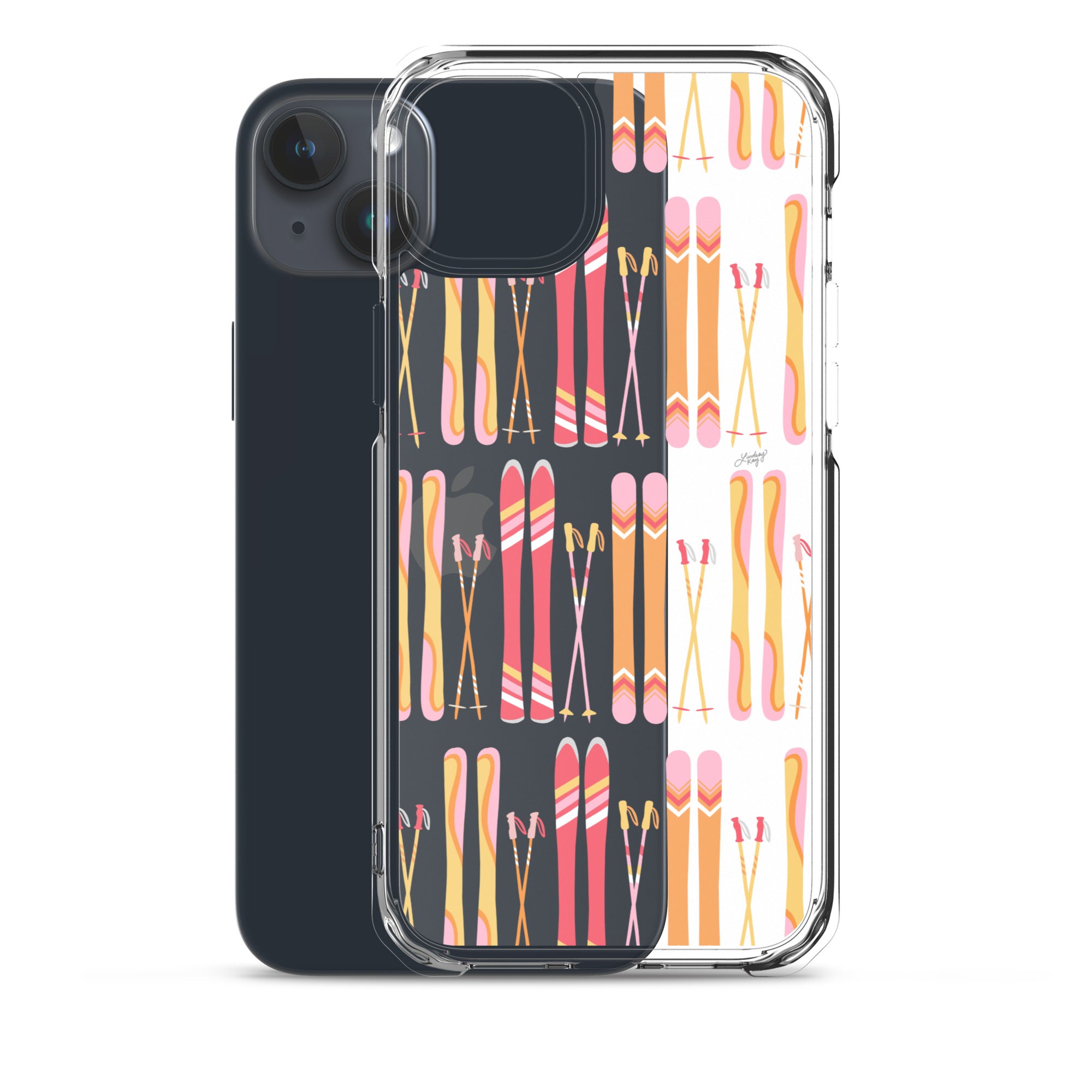 Ilustración de esquí (paleta cálida) - Funda transparente para iPhone®