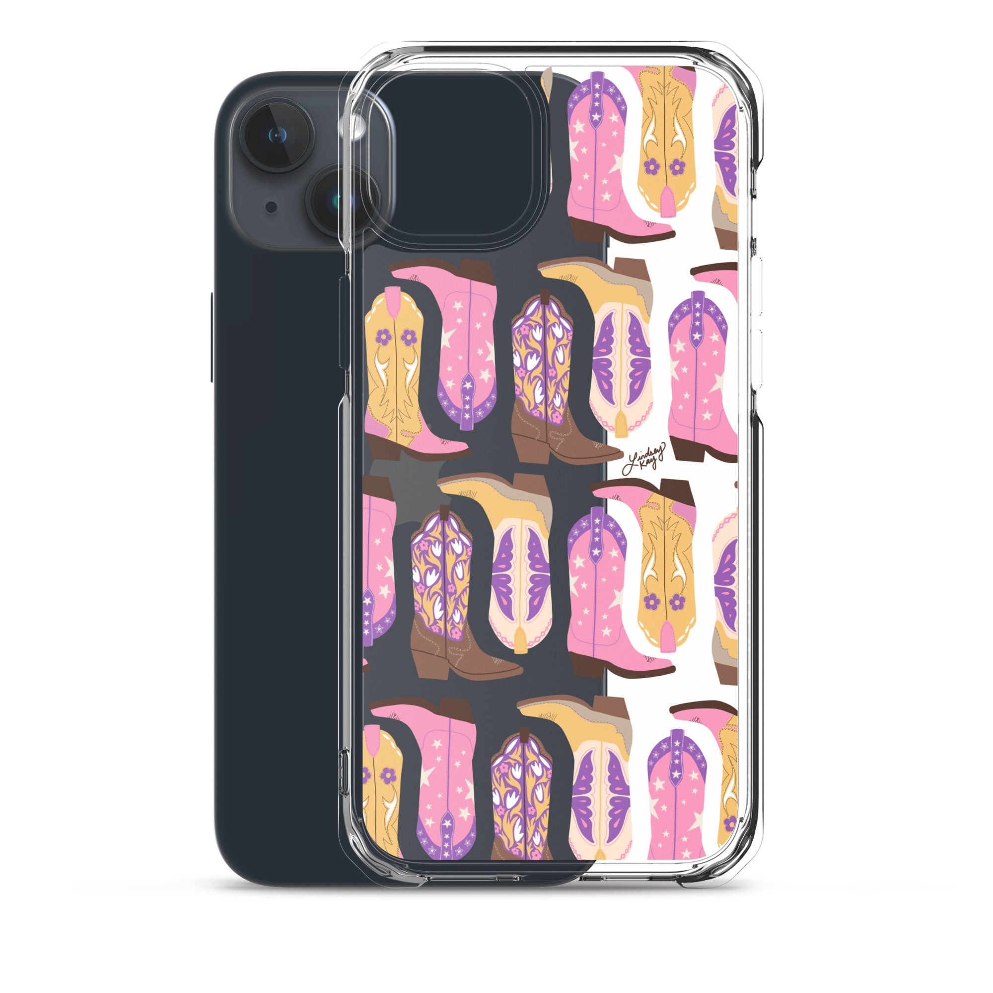 Ilustración de botas de vaquero (rosa/morado/amarillo) - Funda transparente para iPhone®