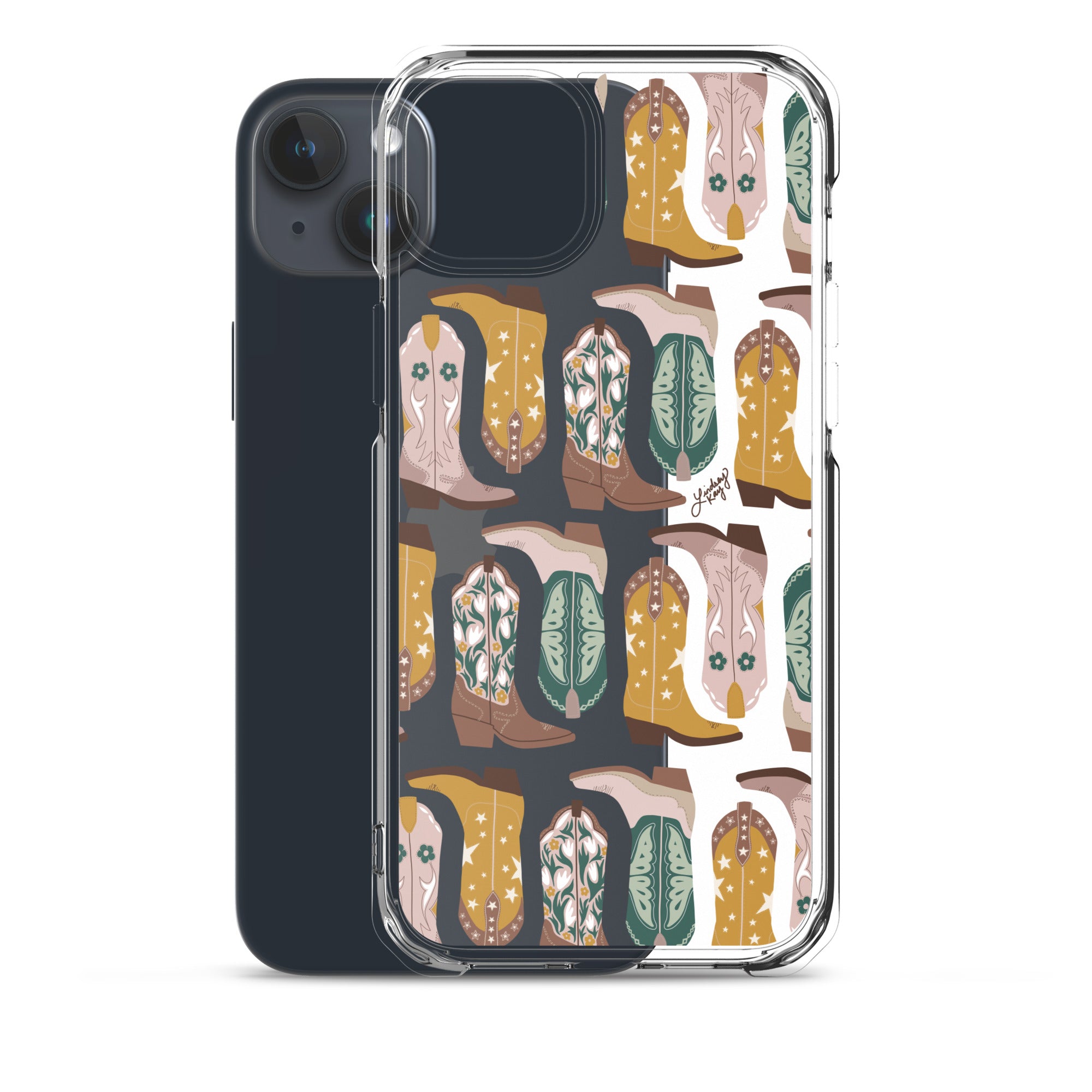 Ilustración de botas de vaquero (paleta neutra) - Funda transparente para iPhone®